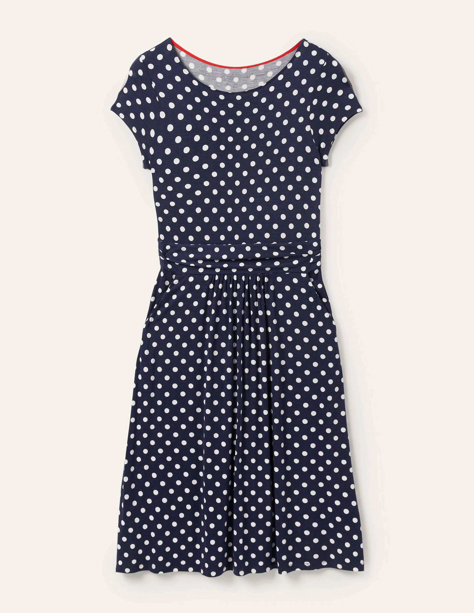 Amelie Jersey Dress-Navy Spot - Image 5