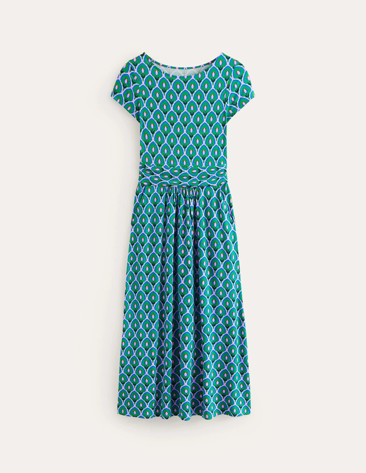 Amelie Jersey Midi Dress-Rich Emerald, Tulip Scallop - Image 6