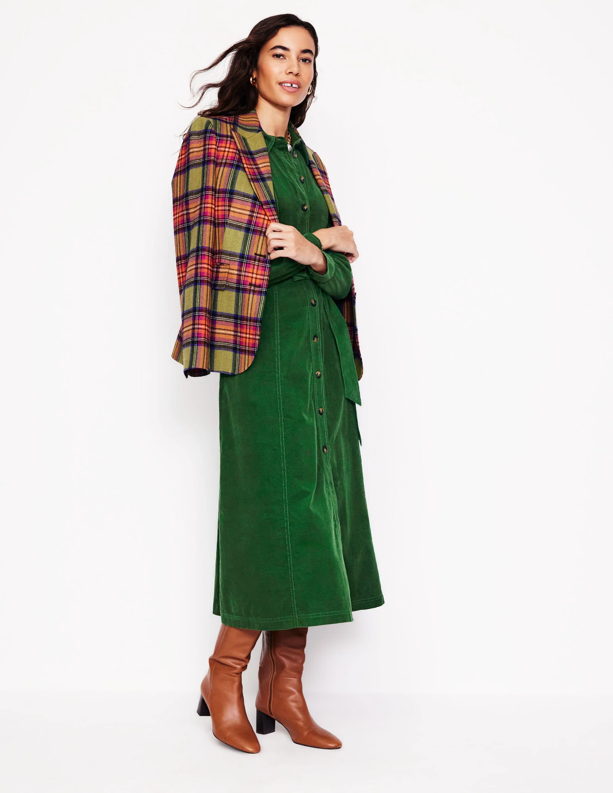 Aubrey Cord Midi Shirt Dress-Eden - Image 4