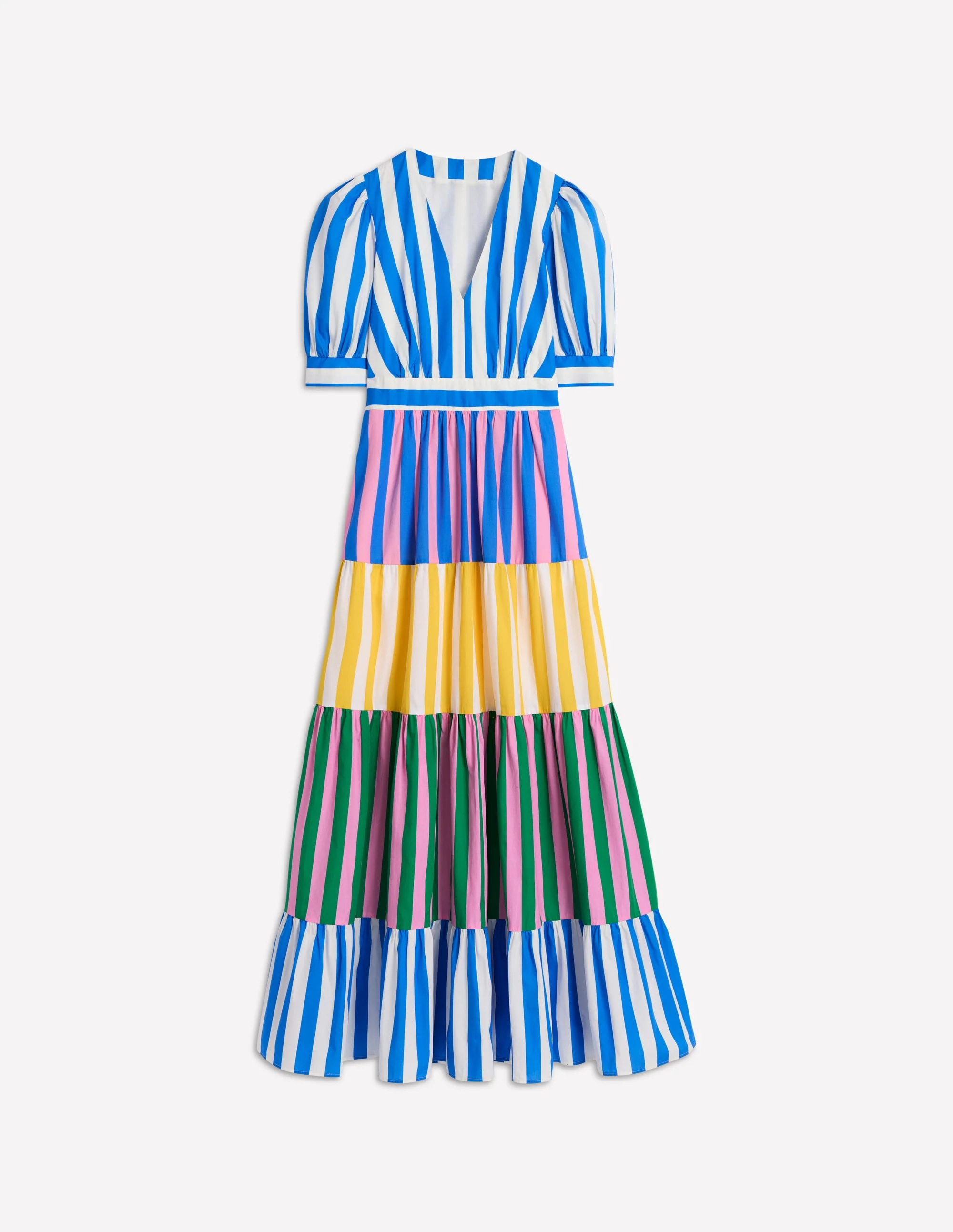 Bella Puff Sleeve Maxi Dress-Kingfisher Blue Stripe - Image 7
