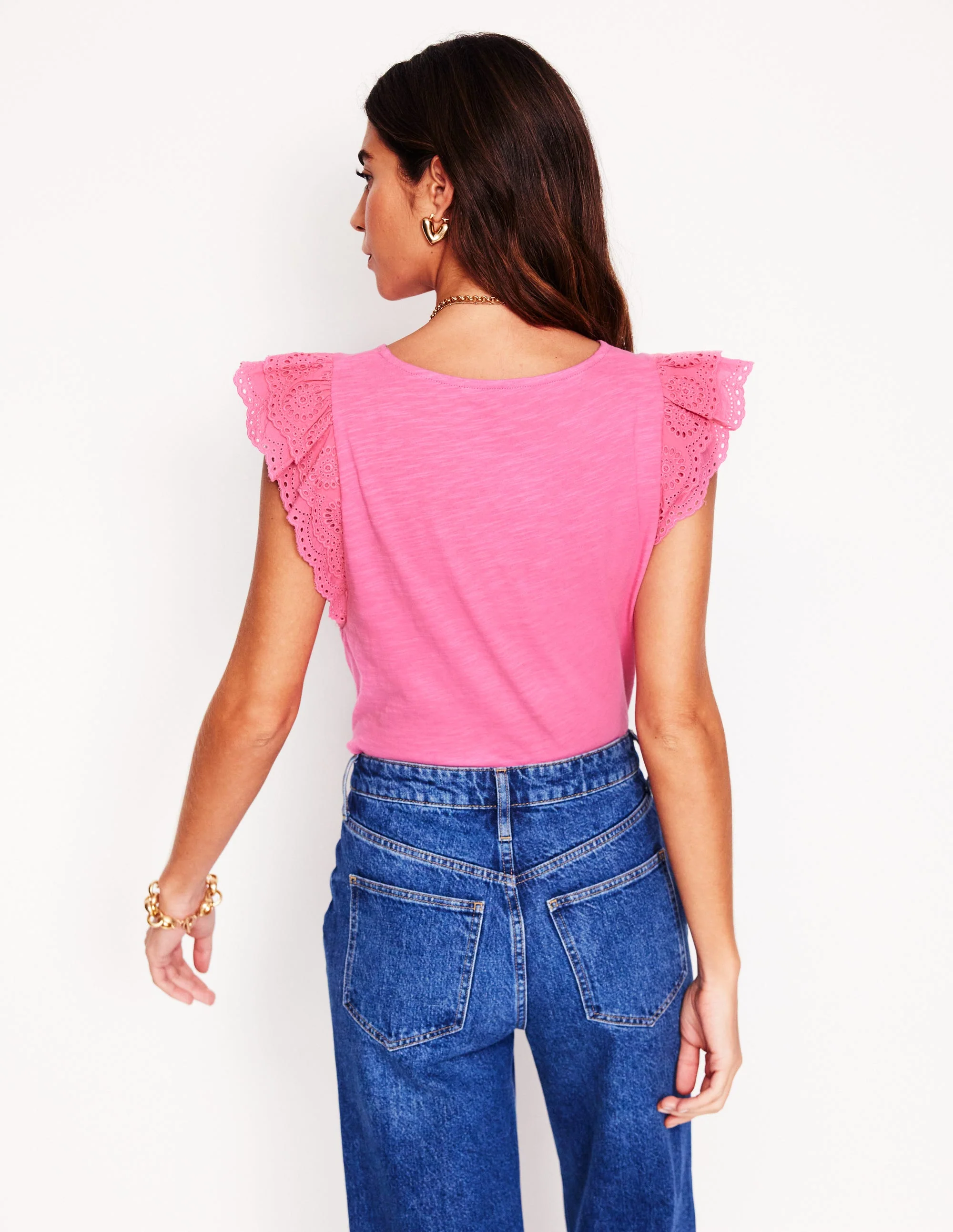 Belle Broderie Sleeve Top-Pink Rose - Image 3