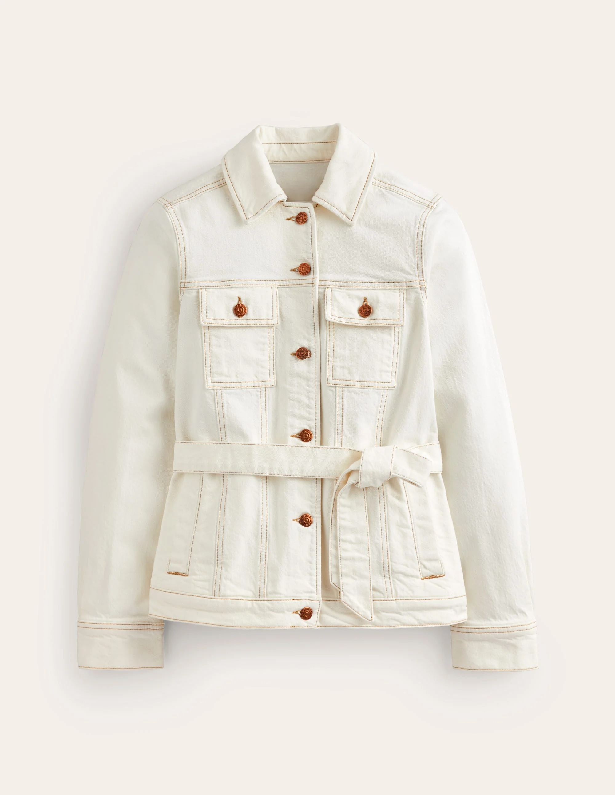 Belted Denim Jacket-Ecru - Image 5