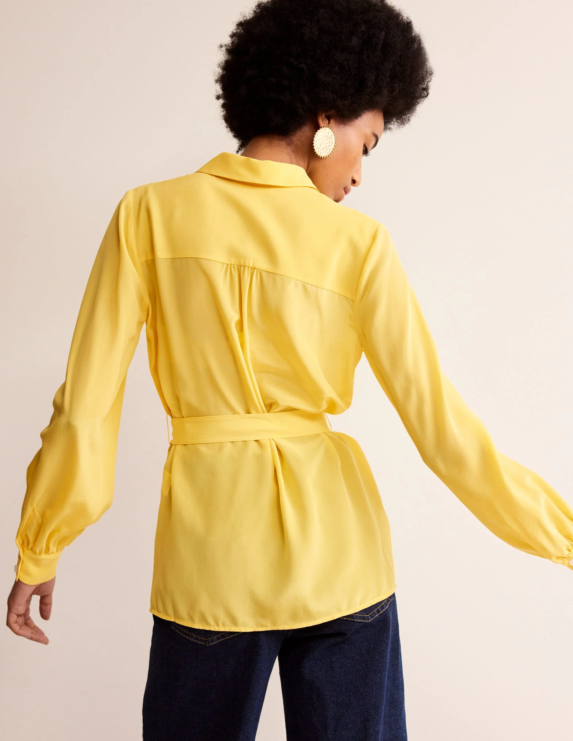 Belted Silk Shirt-Vibrant yellow - Image 3
