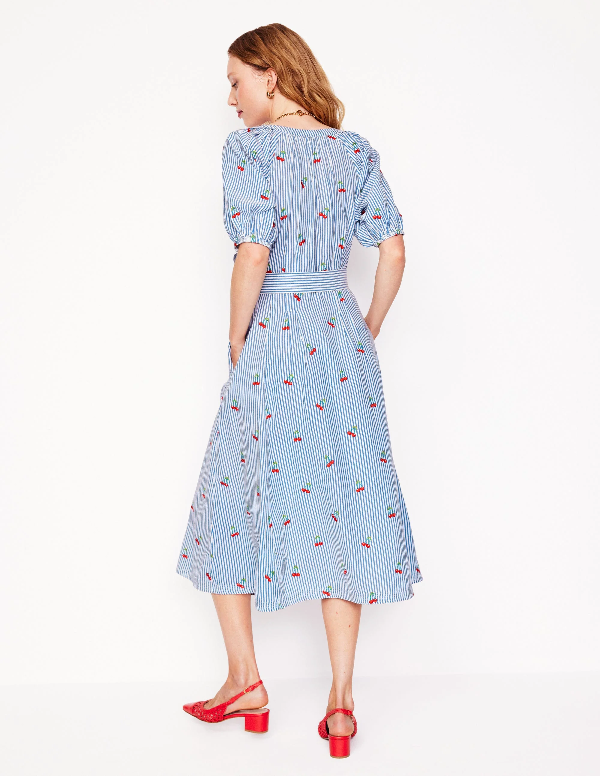 Bria Embroidered Midi Dress-Cherries Embroidery - Image 3