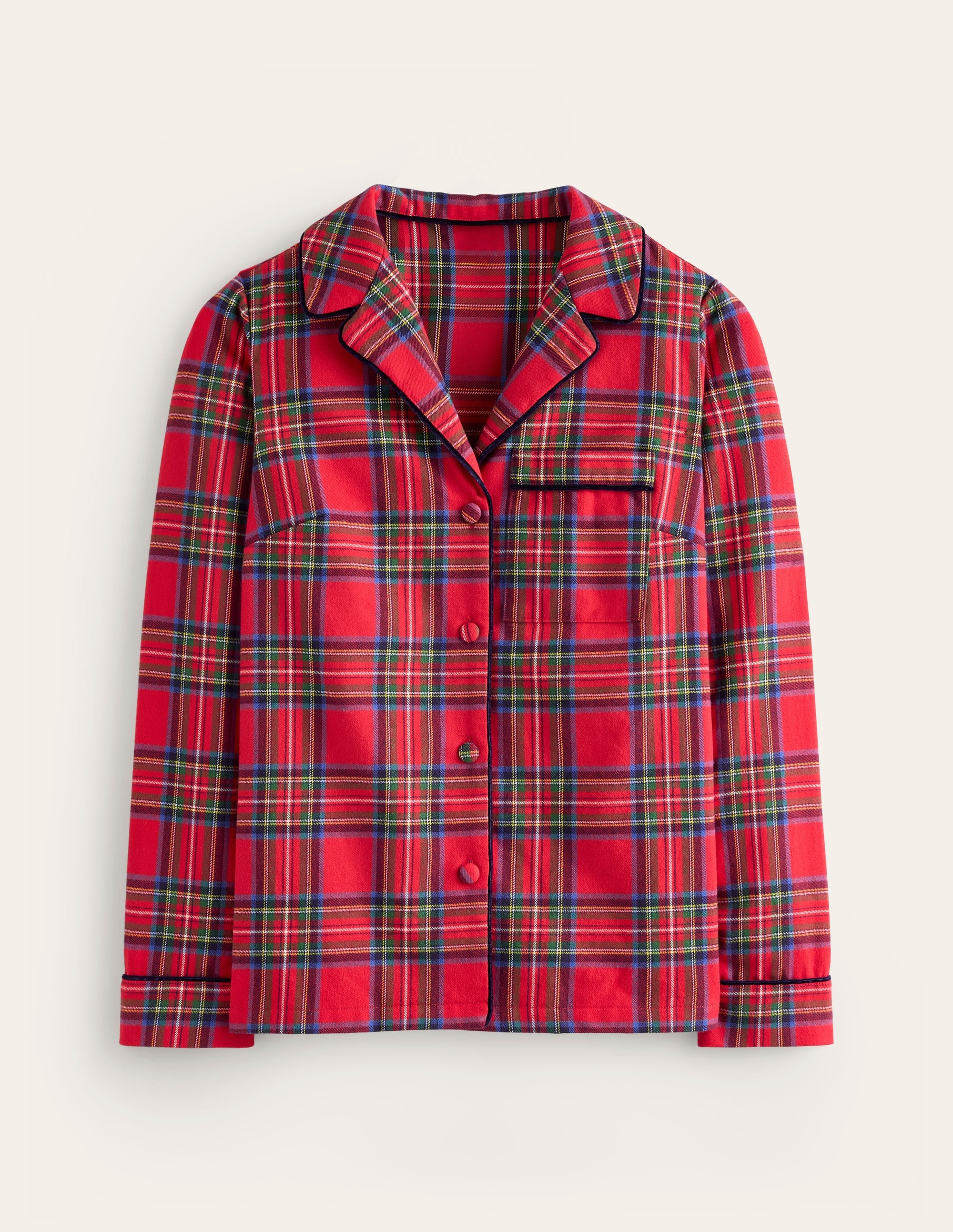 Brushed Cotton Pyjama Shirt-Red and Blue Check - Image 7