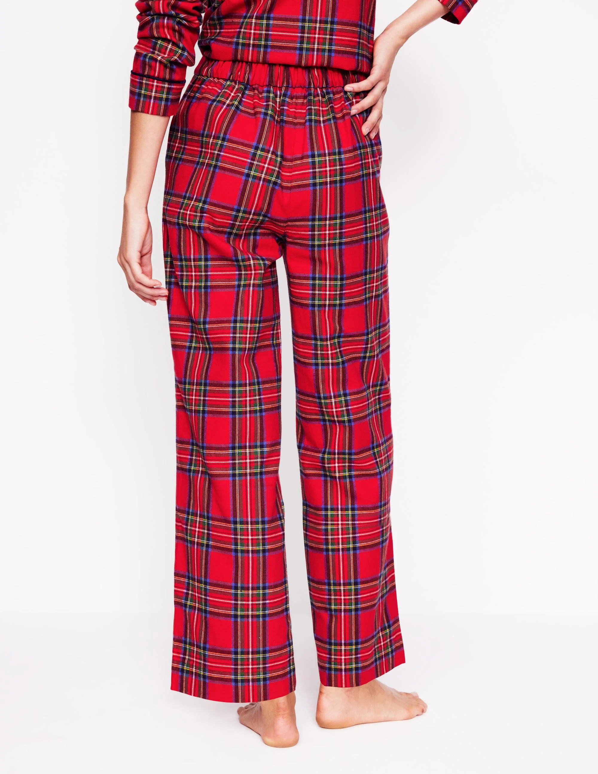 Brushed Cotton Pyjama Trousers-Red and Blue Check - Image 3