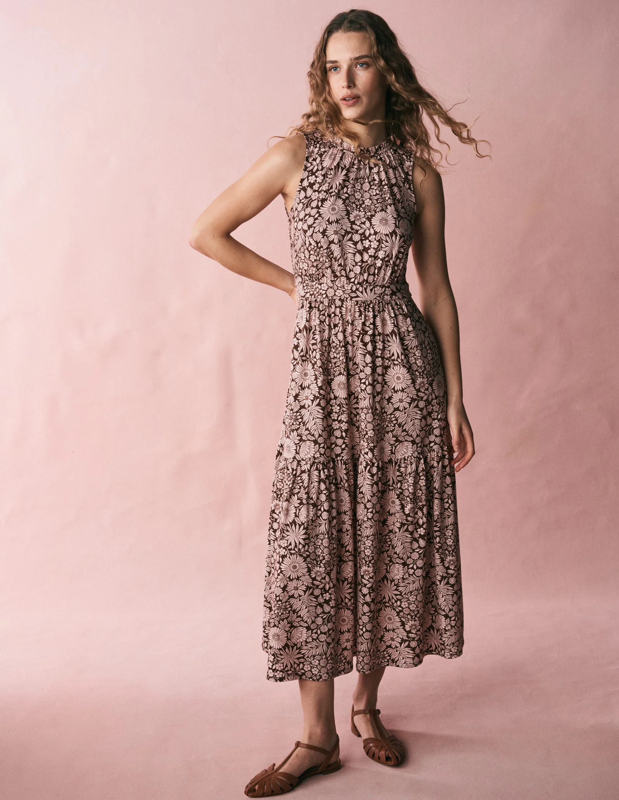 Camalie Jersey Maxi Dress-Raw Umber, Flowerbed Bloom - Image 6