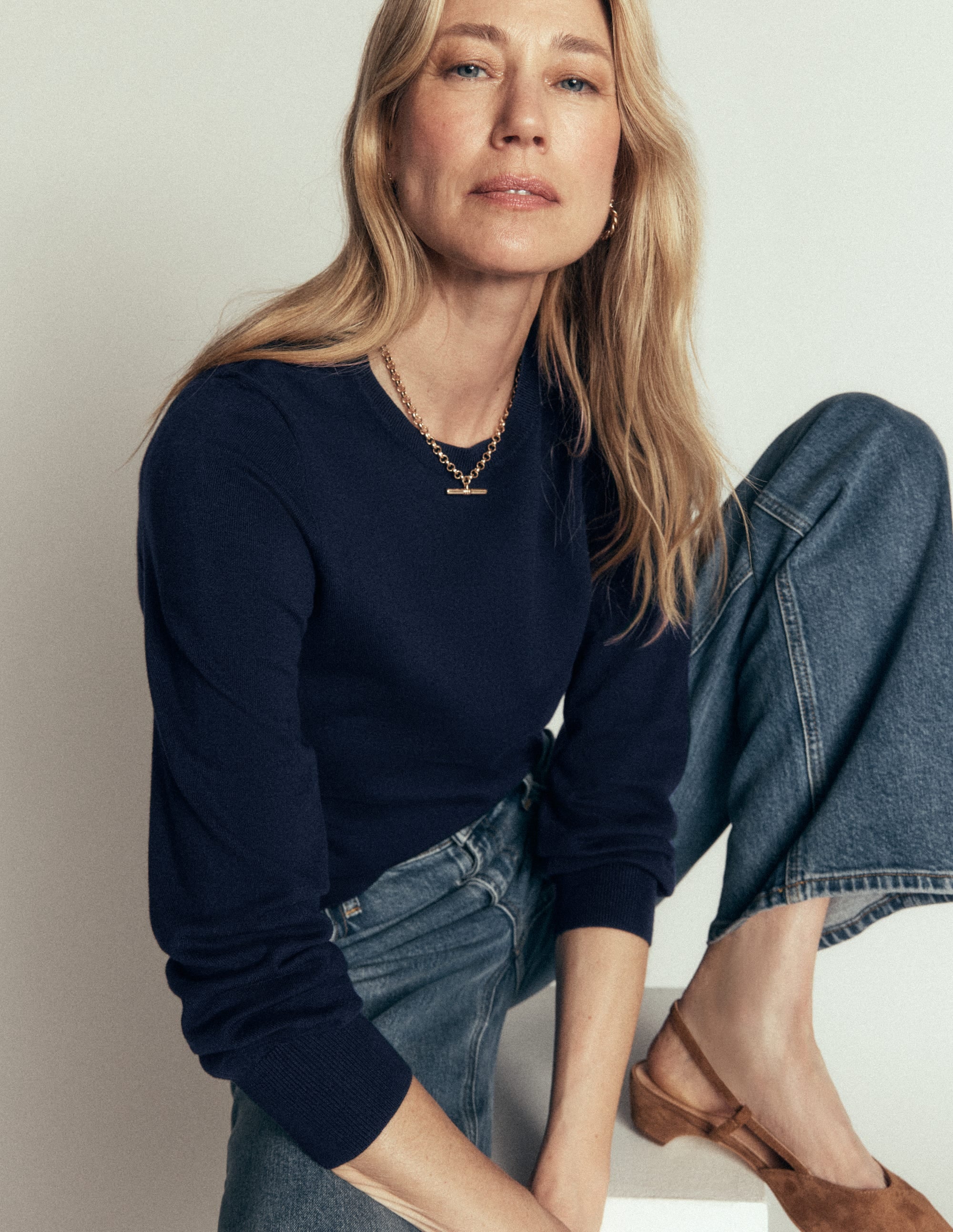 Camilla Cotton Crew Jumper-Navy - Image 6