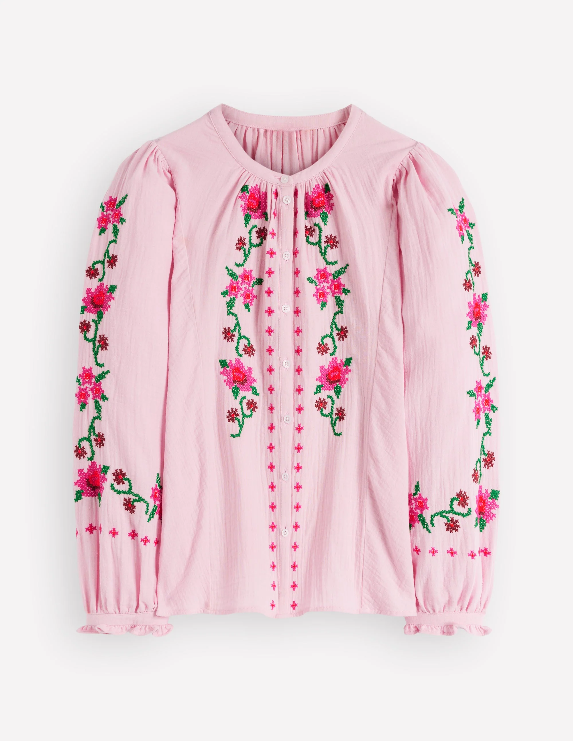 Camille Double Cloth Top-Spring Blossom Pink Embroidery - Image 7