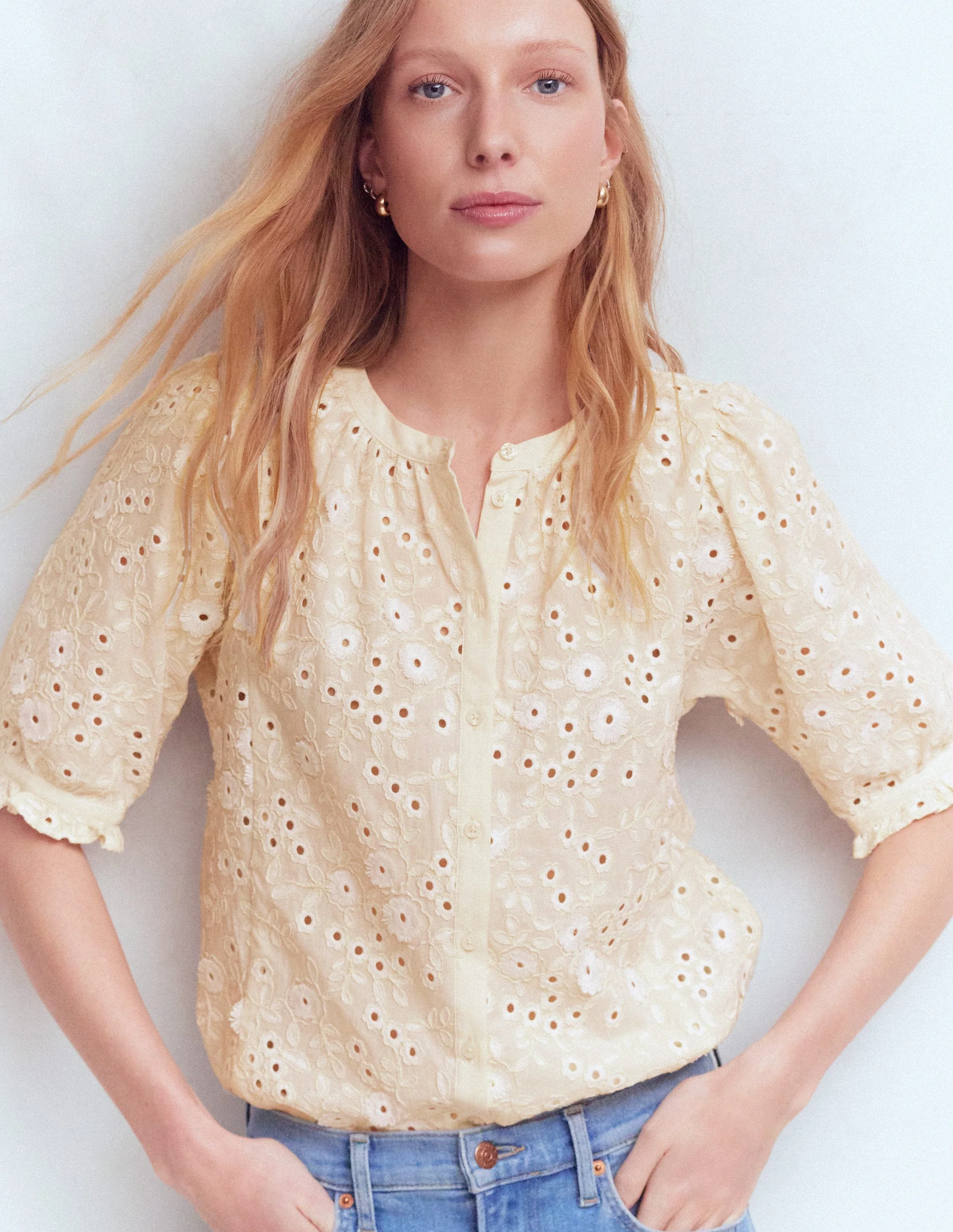 Camille Embroidered Cotton Top-Ivory Broderie - Image 4
