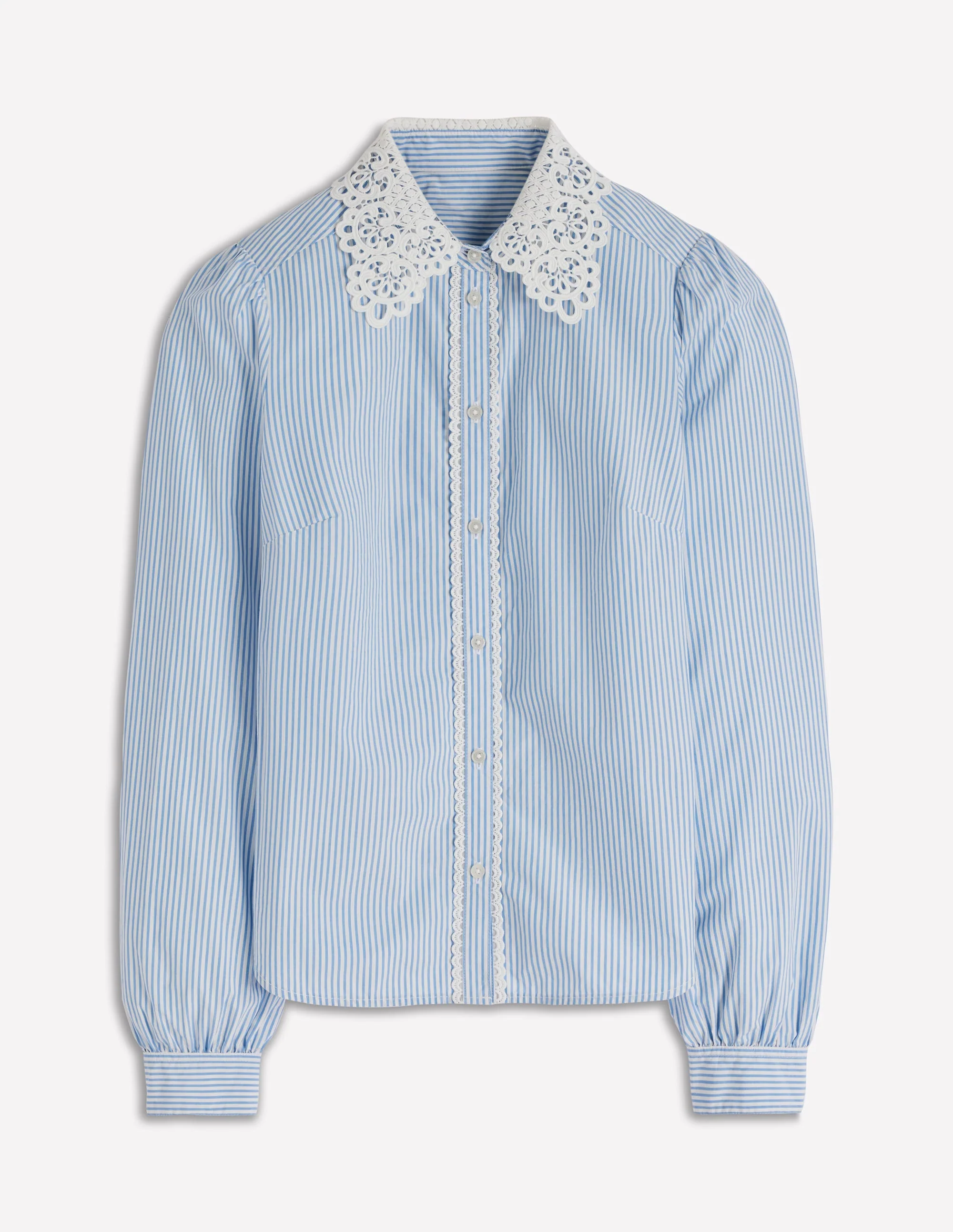 Cara Cotton Shirt-Blue and white stripe - Image 5