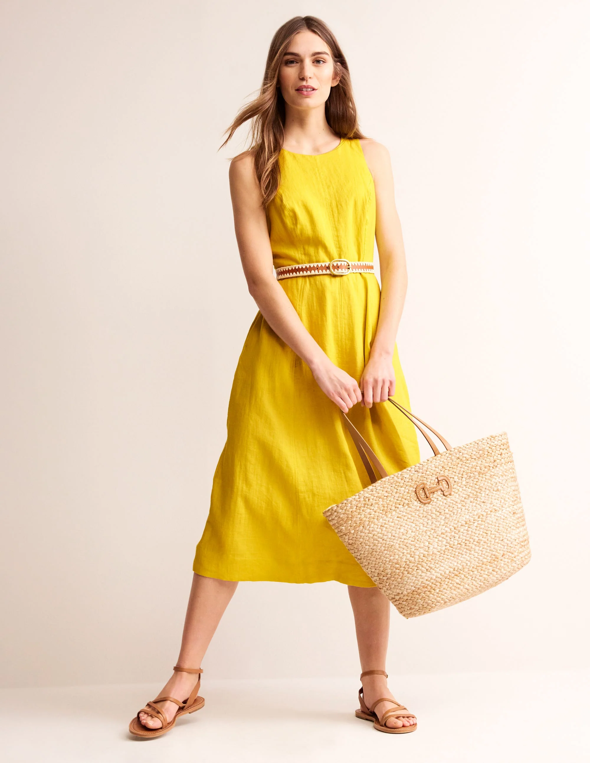Carla Linen Midi Dress-Passion Fruit - Image 5