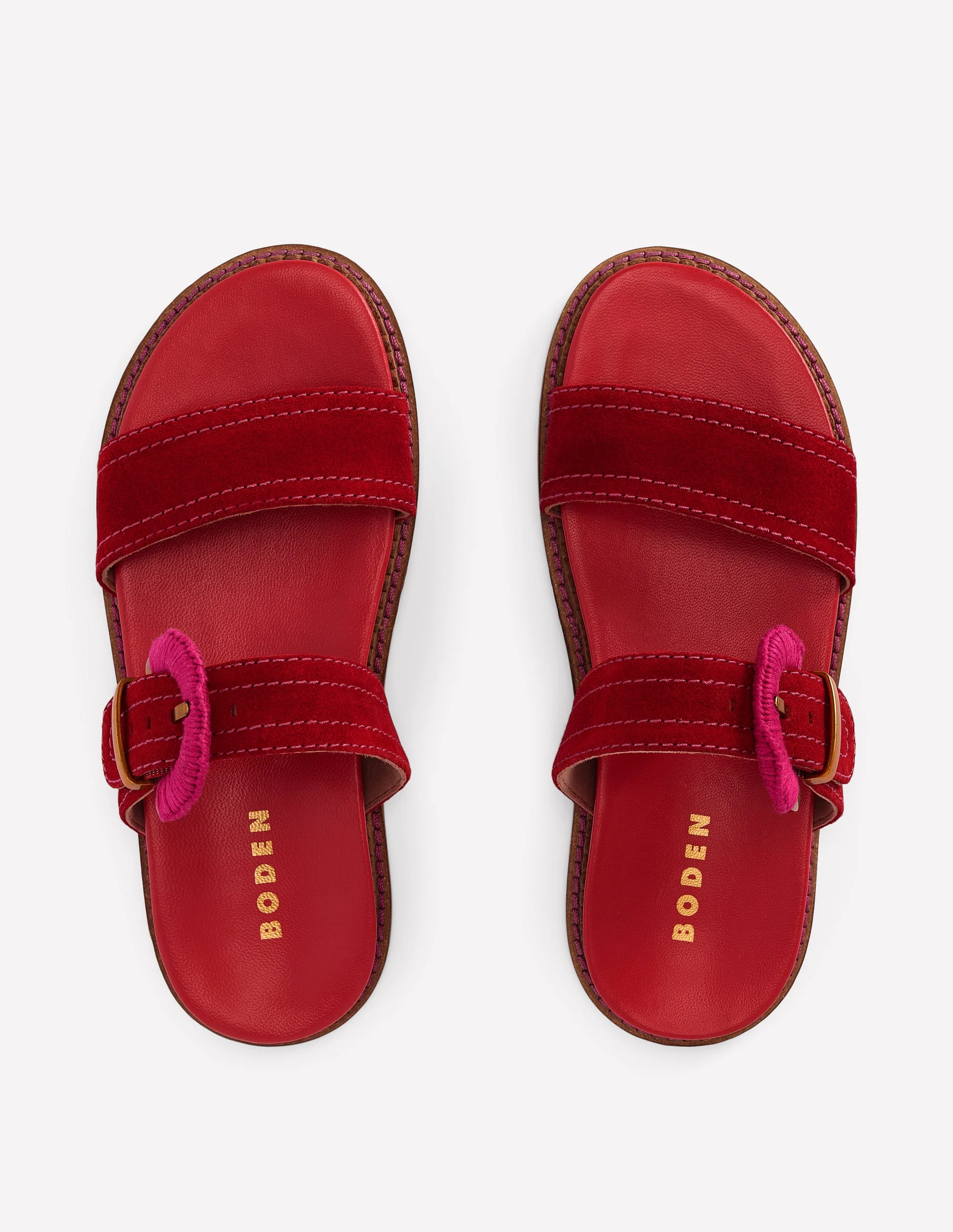 Caryl Double Strap Sandals-Post Box Red - Image 7