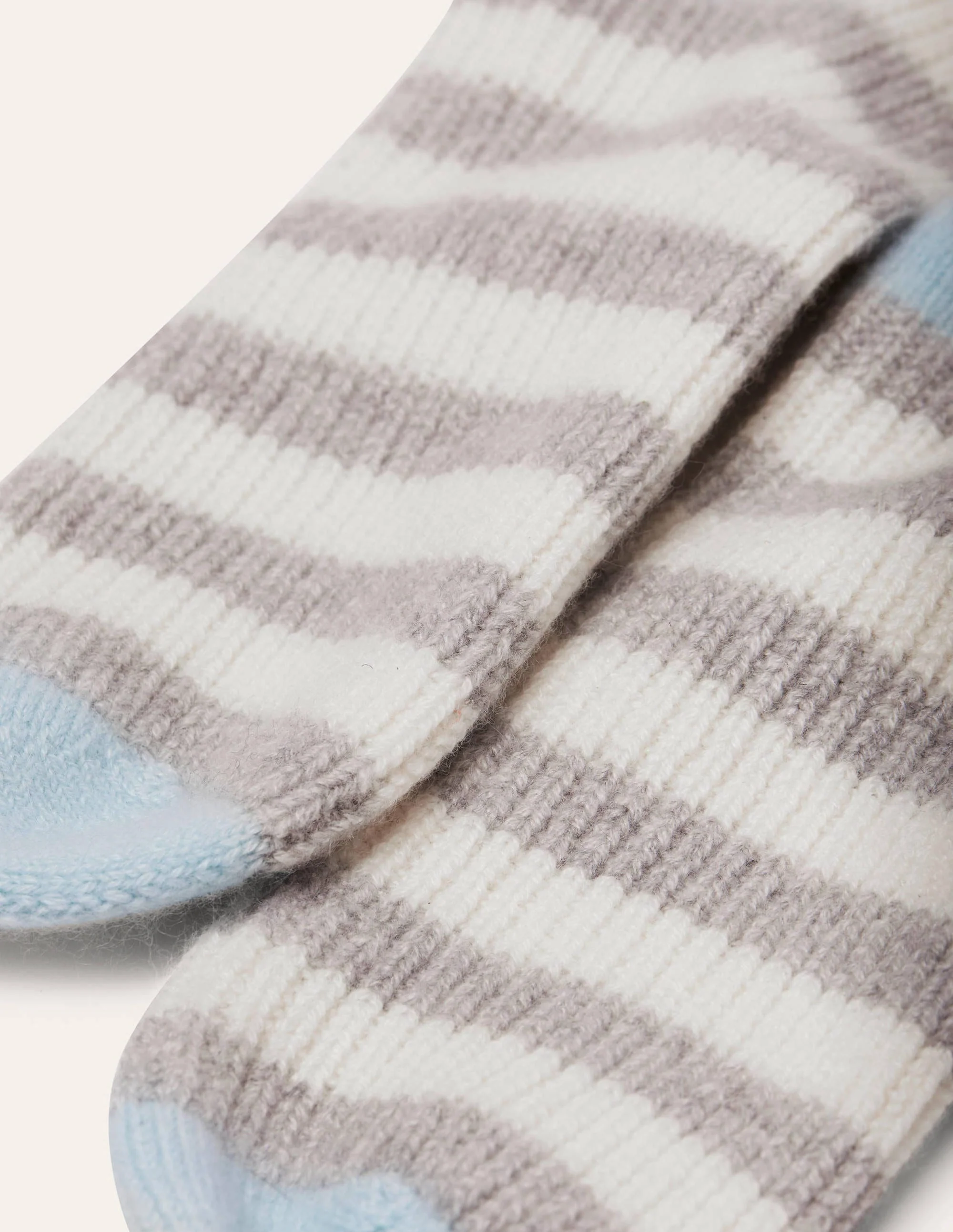 Cashmere Bed Socks-Fresh Water/Grey/Ivory - Image 2