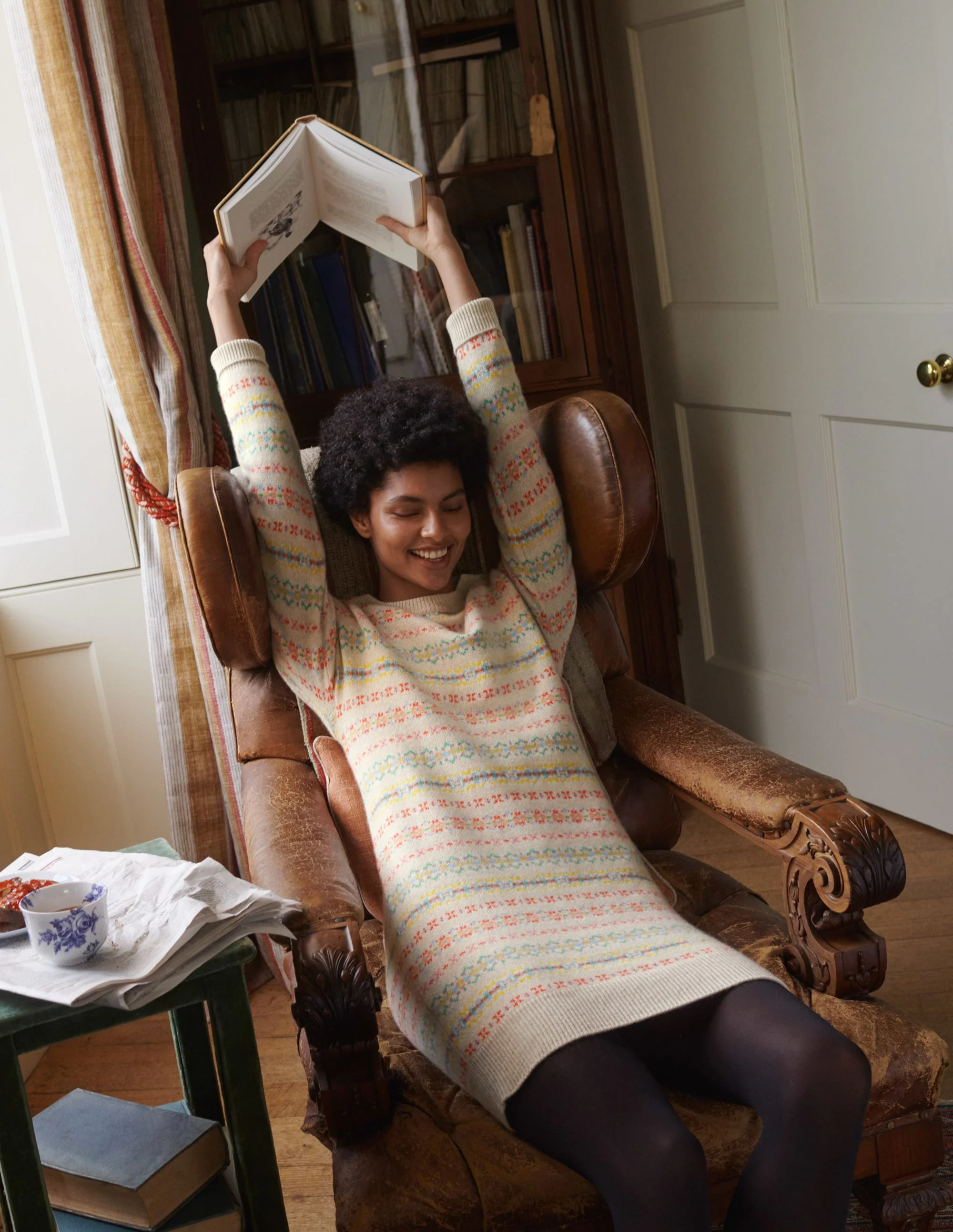 Cashmere Fair Isle Dress-Oatmeal Melange - Image 5