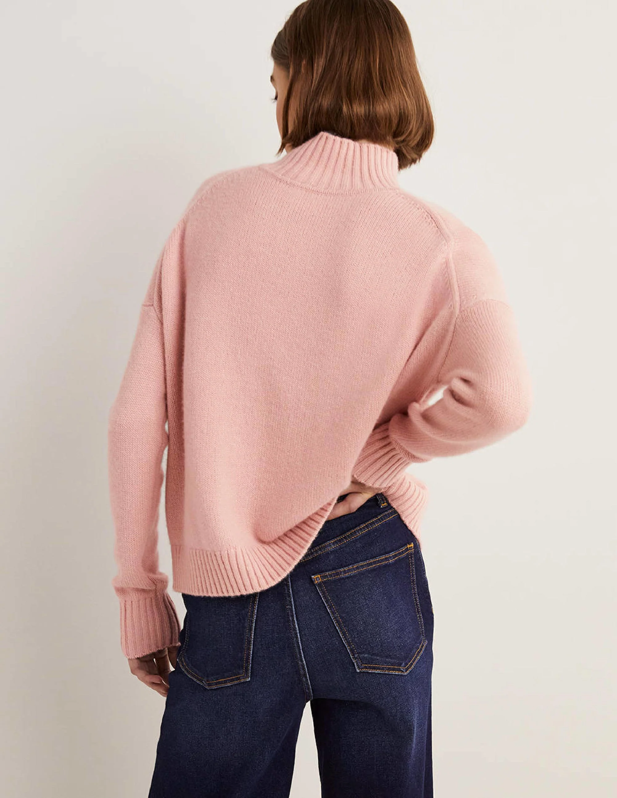 Cashmere High Neck Jumper-Pink Frosting - Image 3