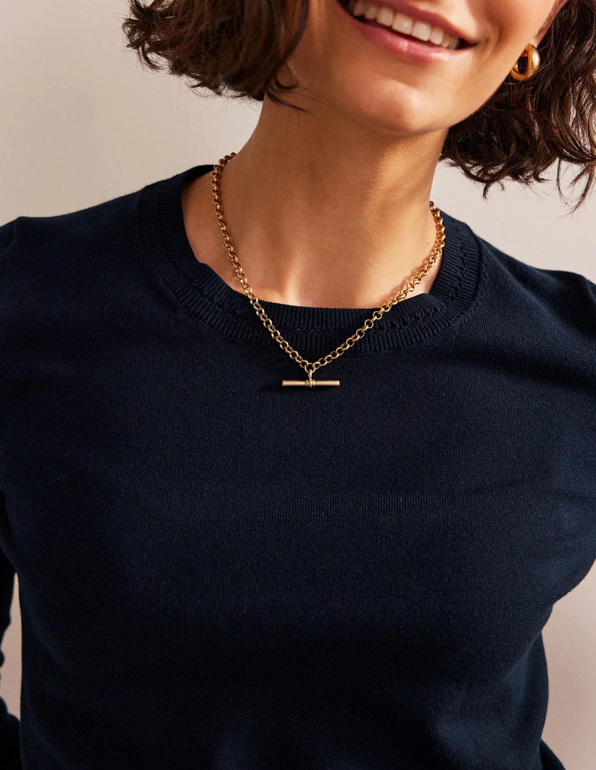 Catriona Cotton Crew Jumper-Navy - Image 2
