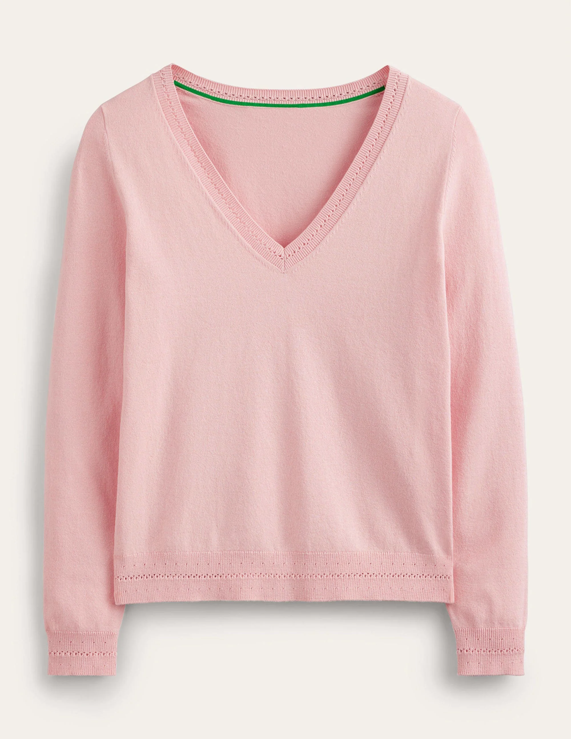 Catriona Cotton V-Neck Jumper-Carmine Rose - Image 5