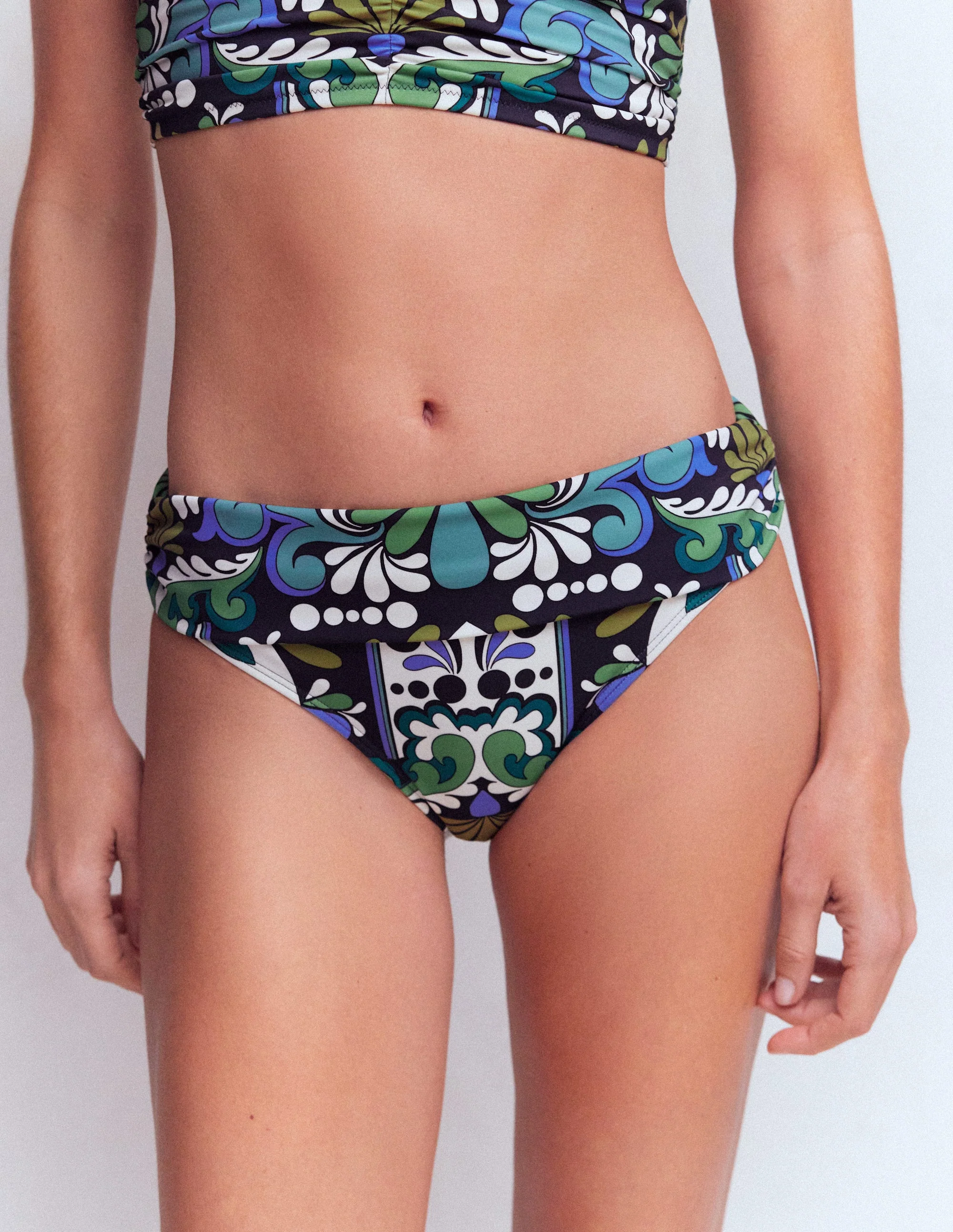 Classic Fold Bikini Bottoms-French Navy, Bloom Tapestry - Image 4