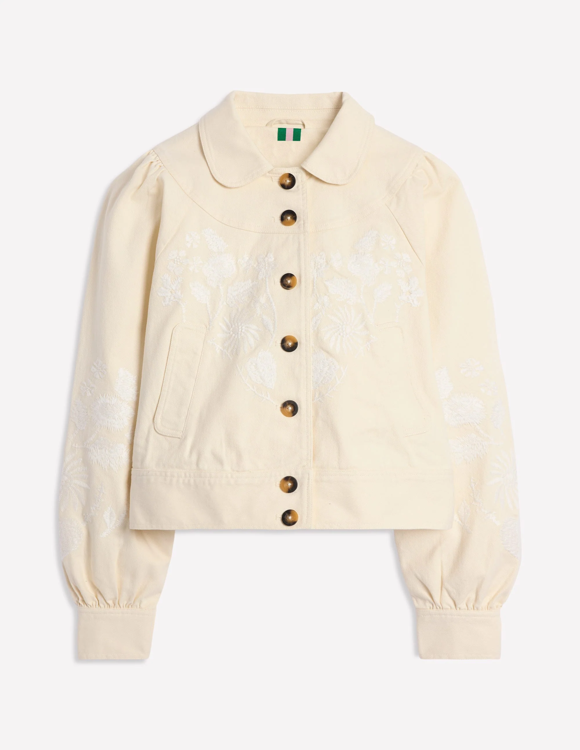 Collared Embroidered Jacket-Ivory, Embroidery - Image 6
