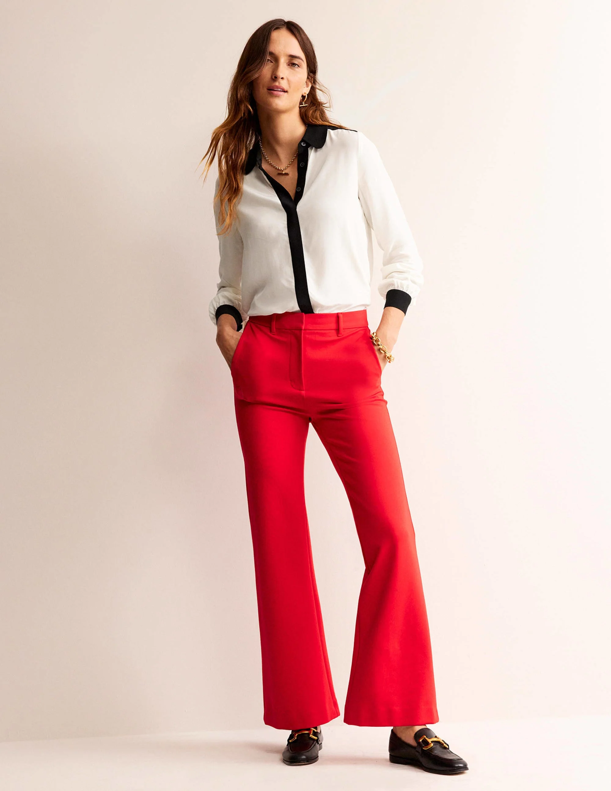 Colour Block Shirt-Ivory/Black - Image 4
