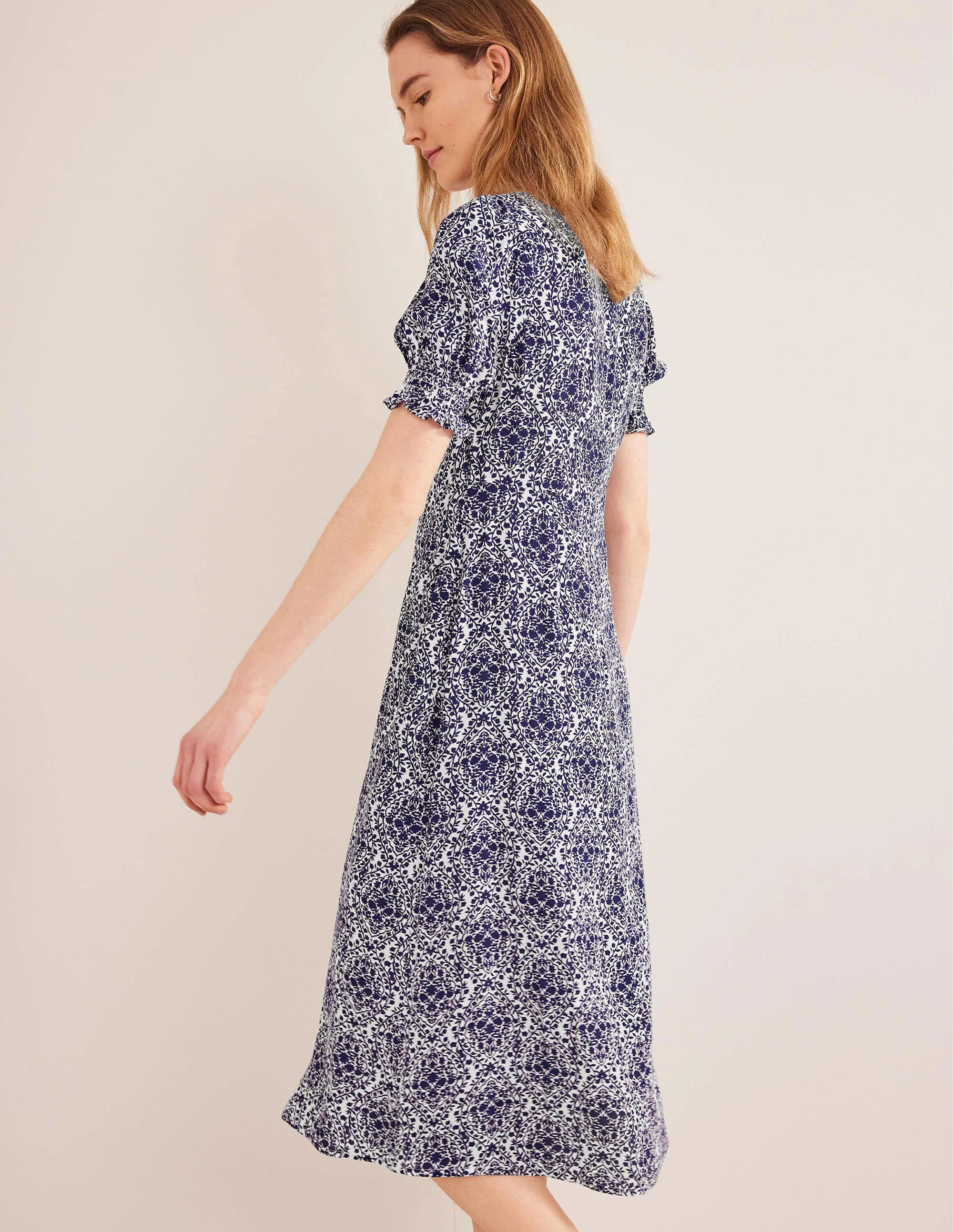 Corinne Midi Tea Dress-Prussian Blue, Vine Terrace - Image 4