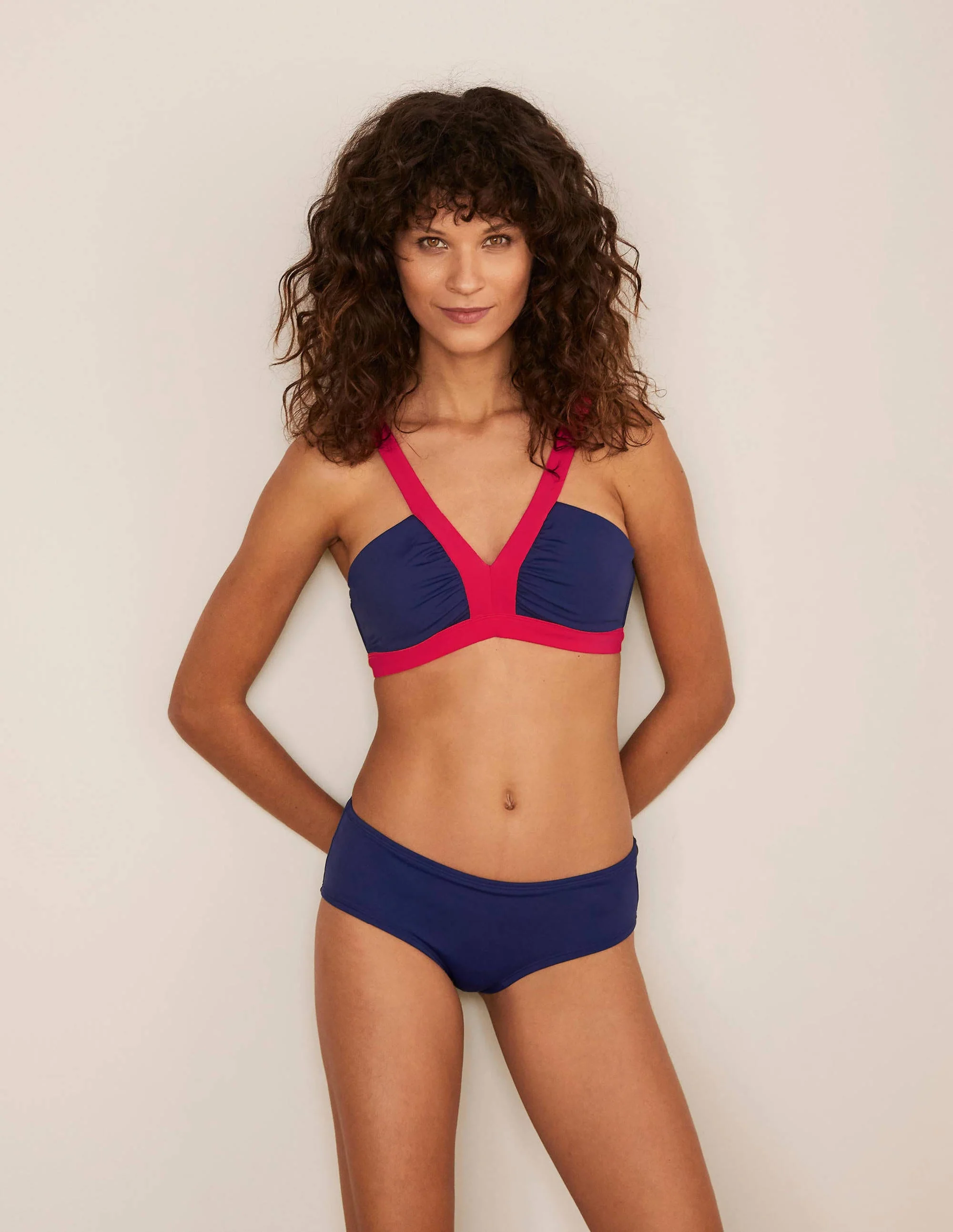 Corsica V-neck Bikini Top-French Navy Colourblock - Image 4