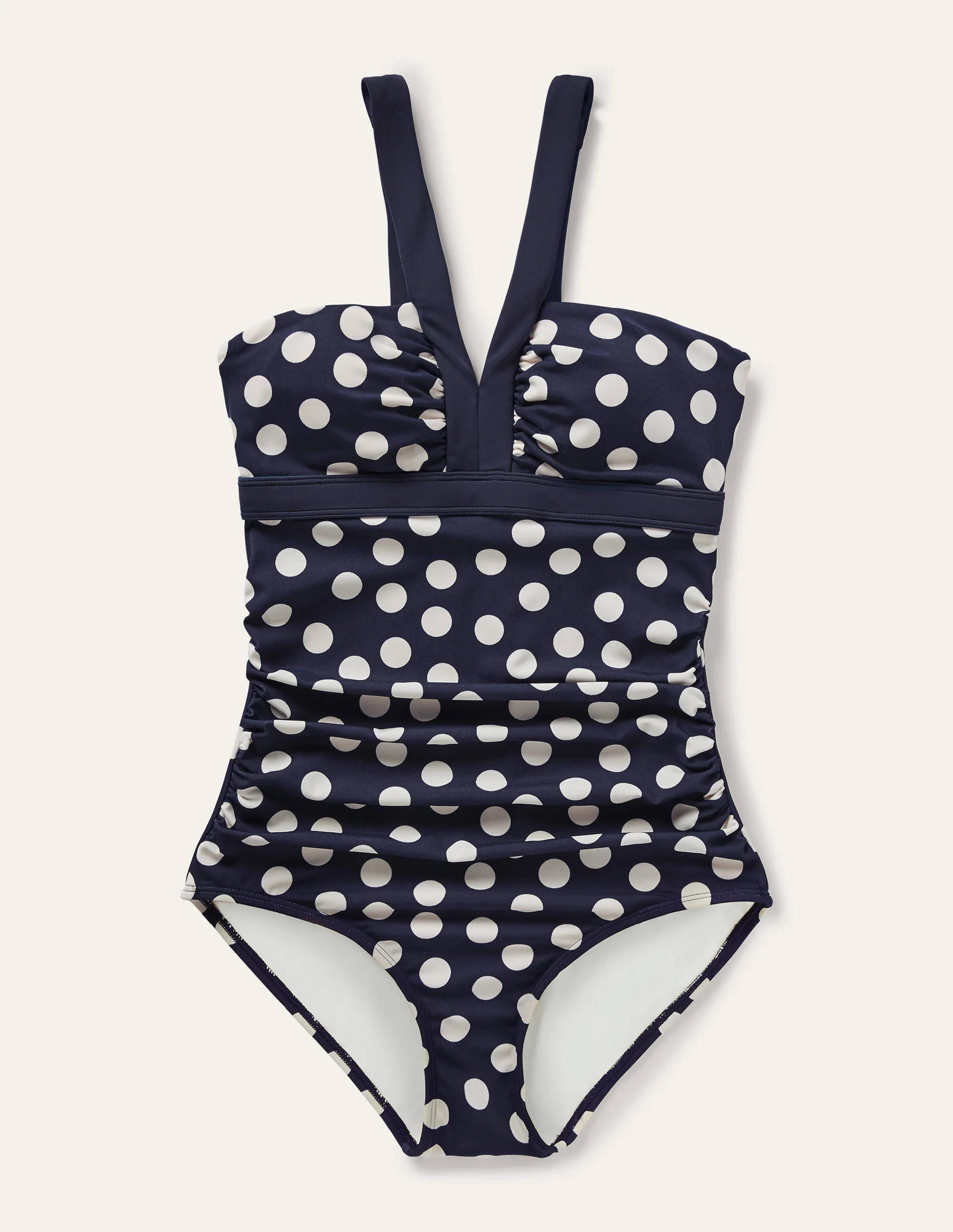 Corsica V-neck Swimsuit-French Navy, Scattered Dot - Image 5
