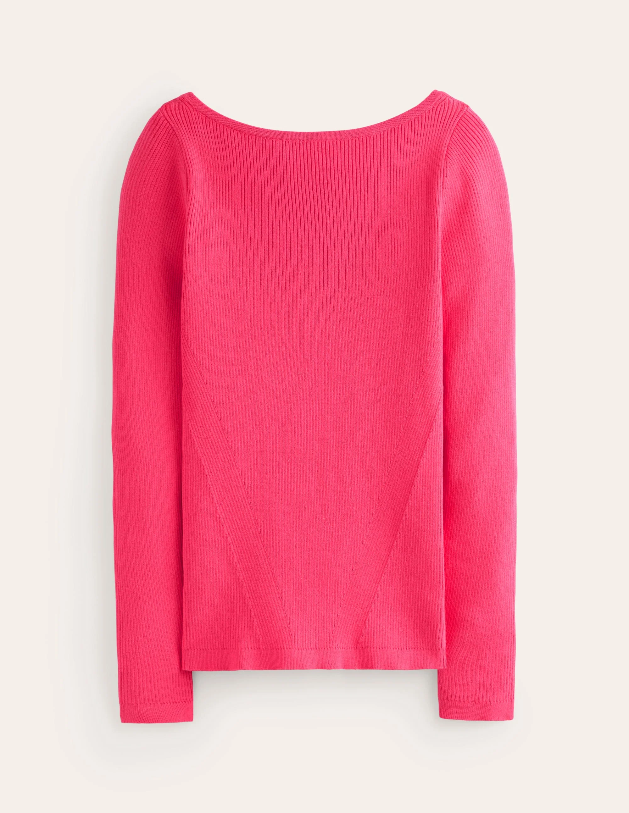 Cotton Rib Boat Neck Jumper-Carnival Pink - Image 5