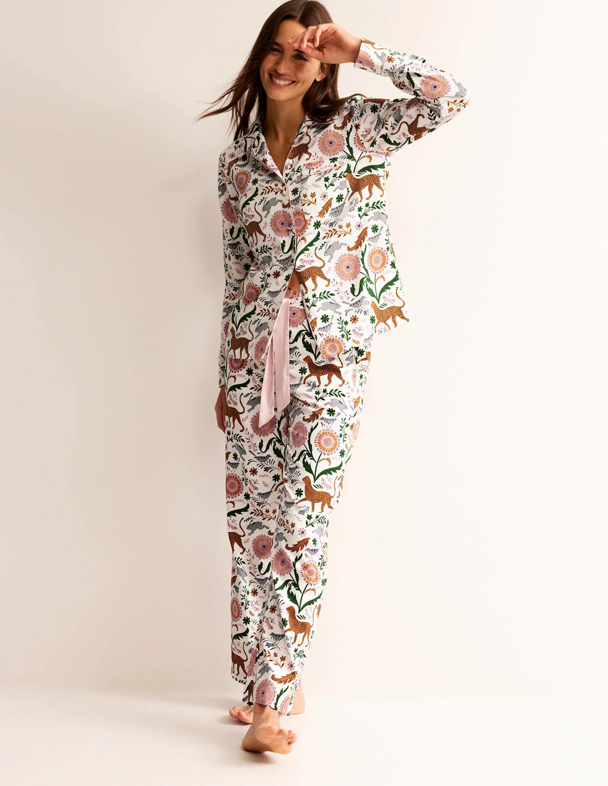 Cotton Sateen Pyjama Shirt-Ivory, Janet and Friends - Image 4