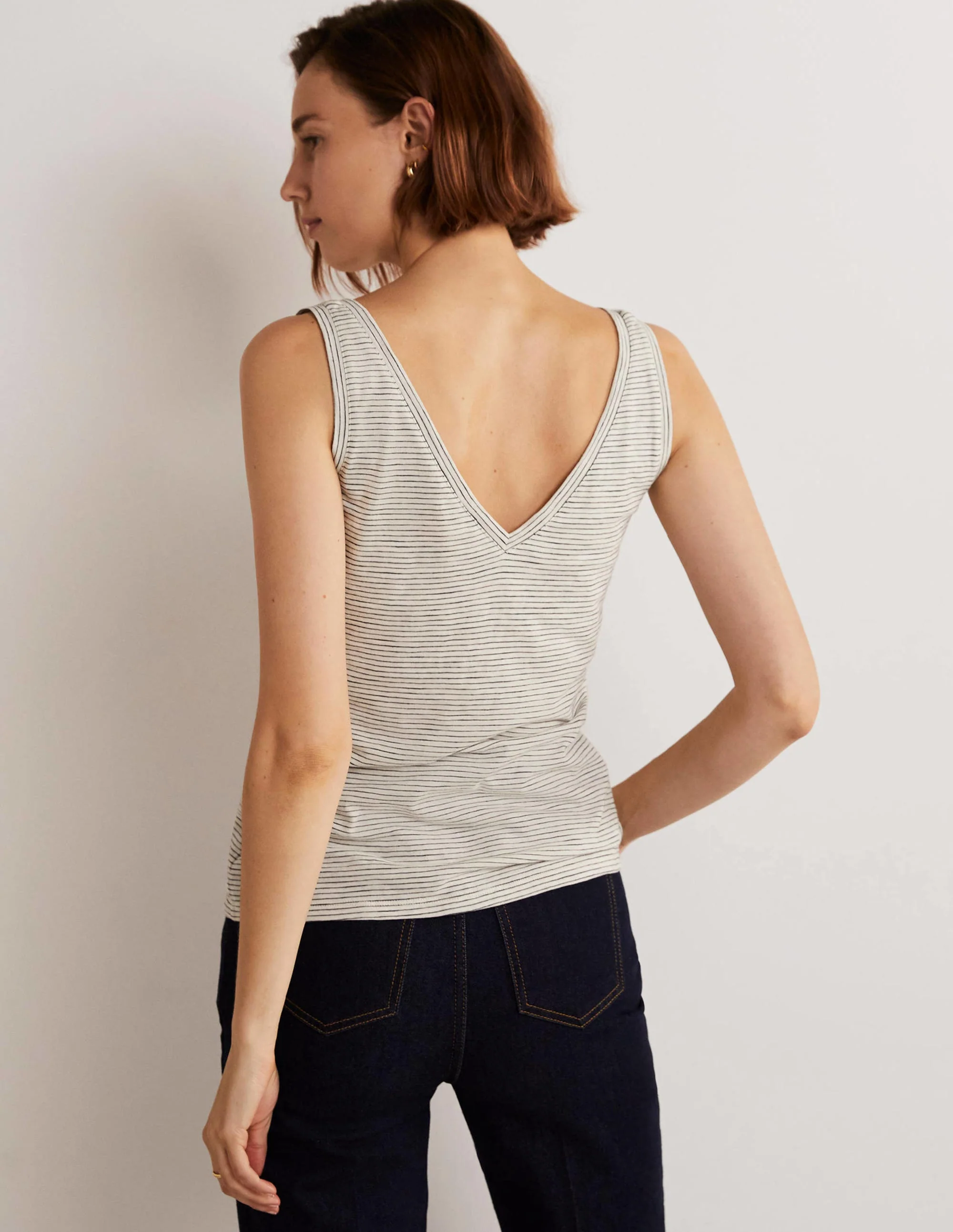 Cotton Vest-Ivory / Navy Stripe - Image 7