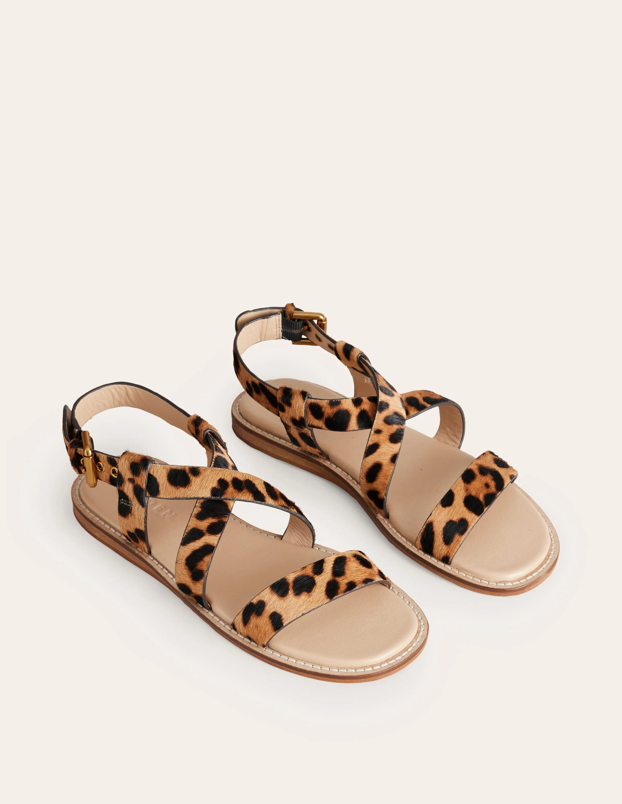 Cross Strap Flat Sandals-Classic Leopard - Image 3