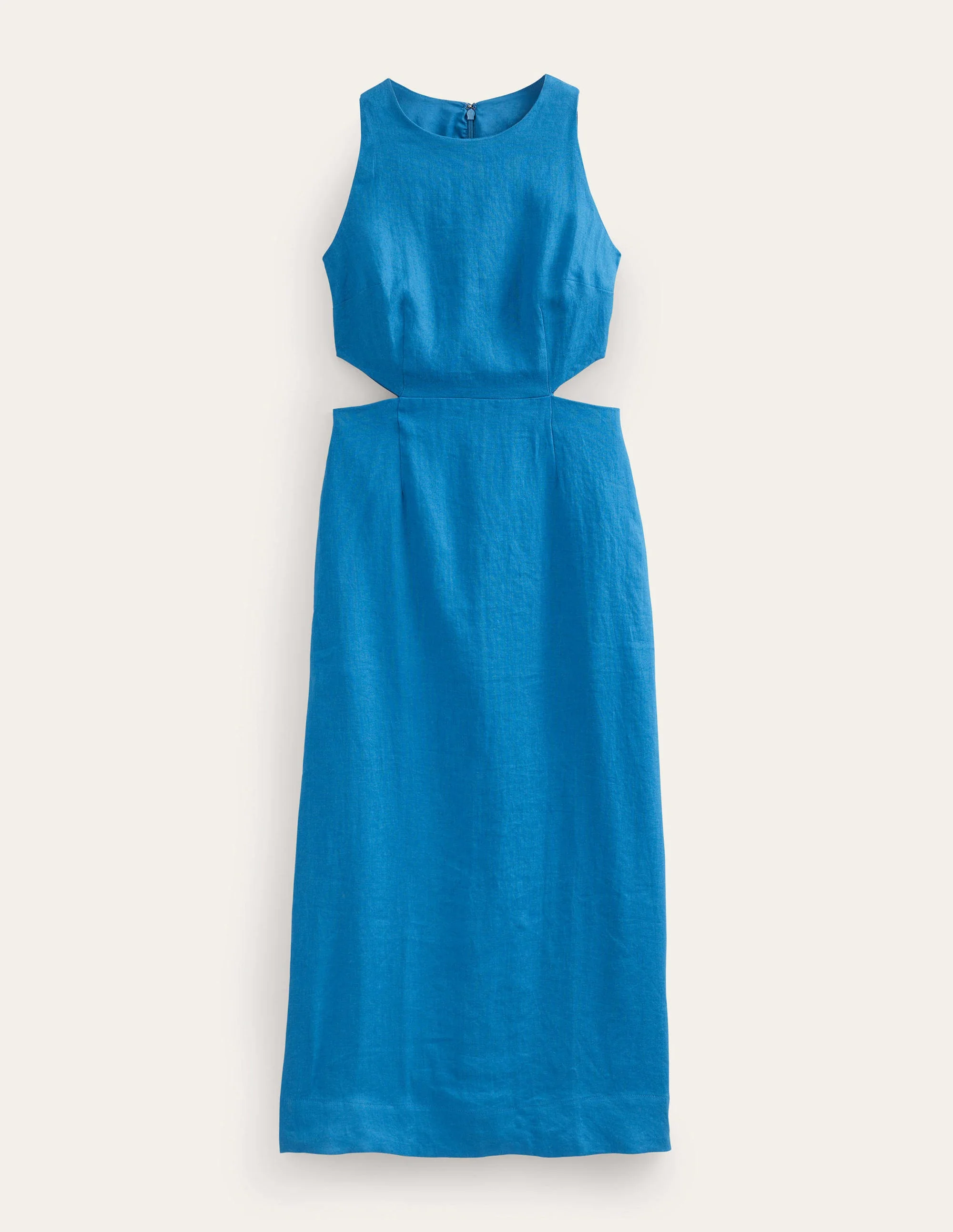 Cut Out Linen Midi Dress-Crystal Teal - Image 6