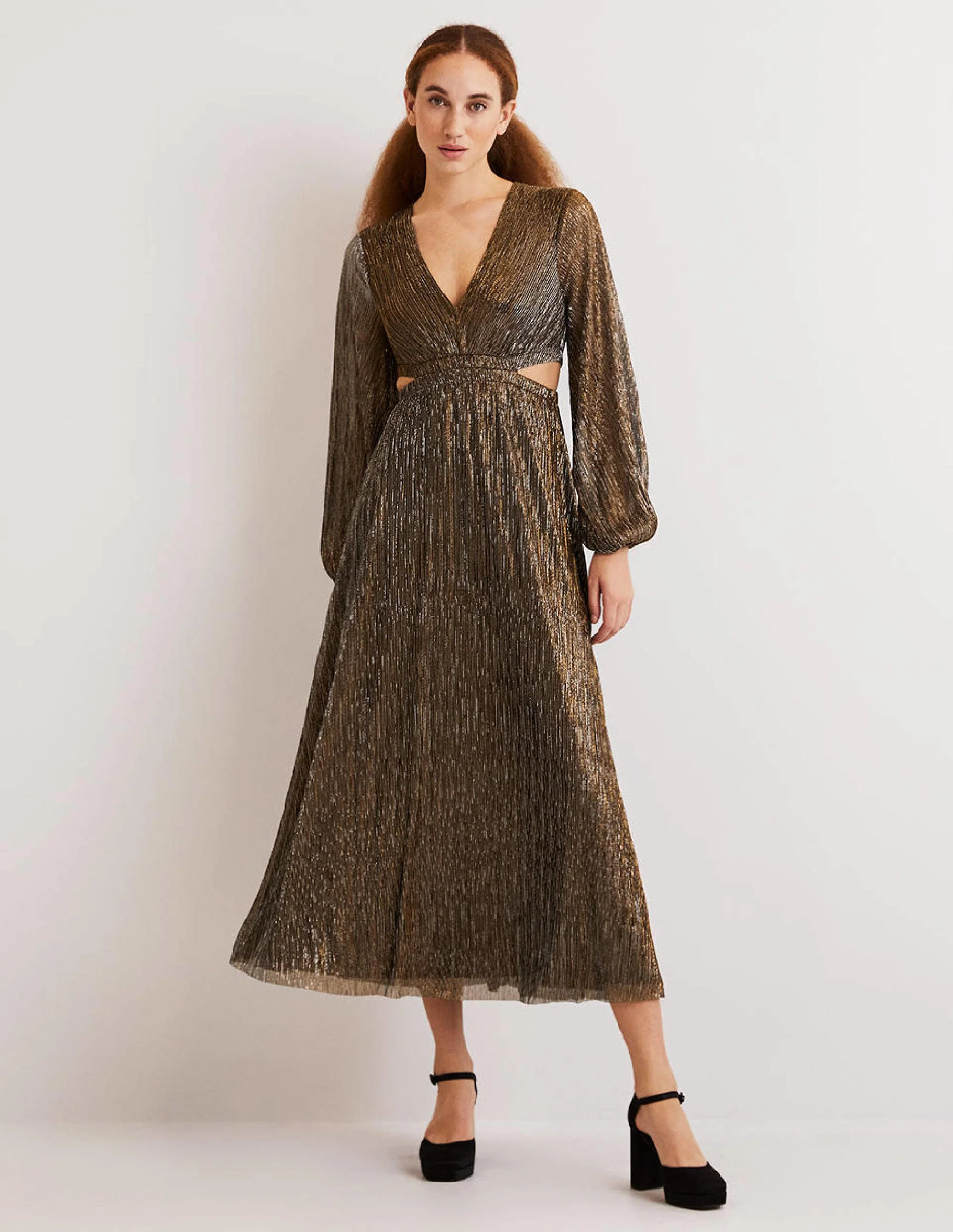 Cut-out Maxi Party Dress-Gold