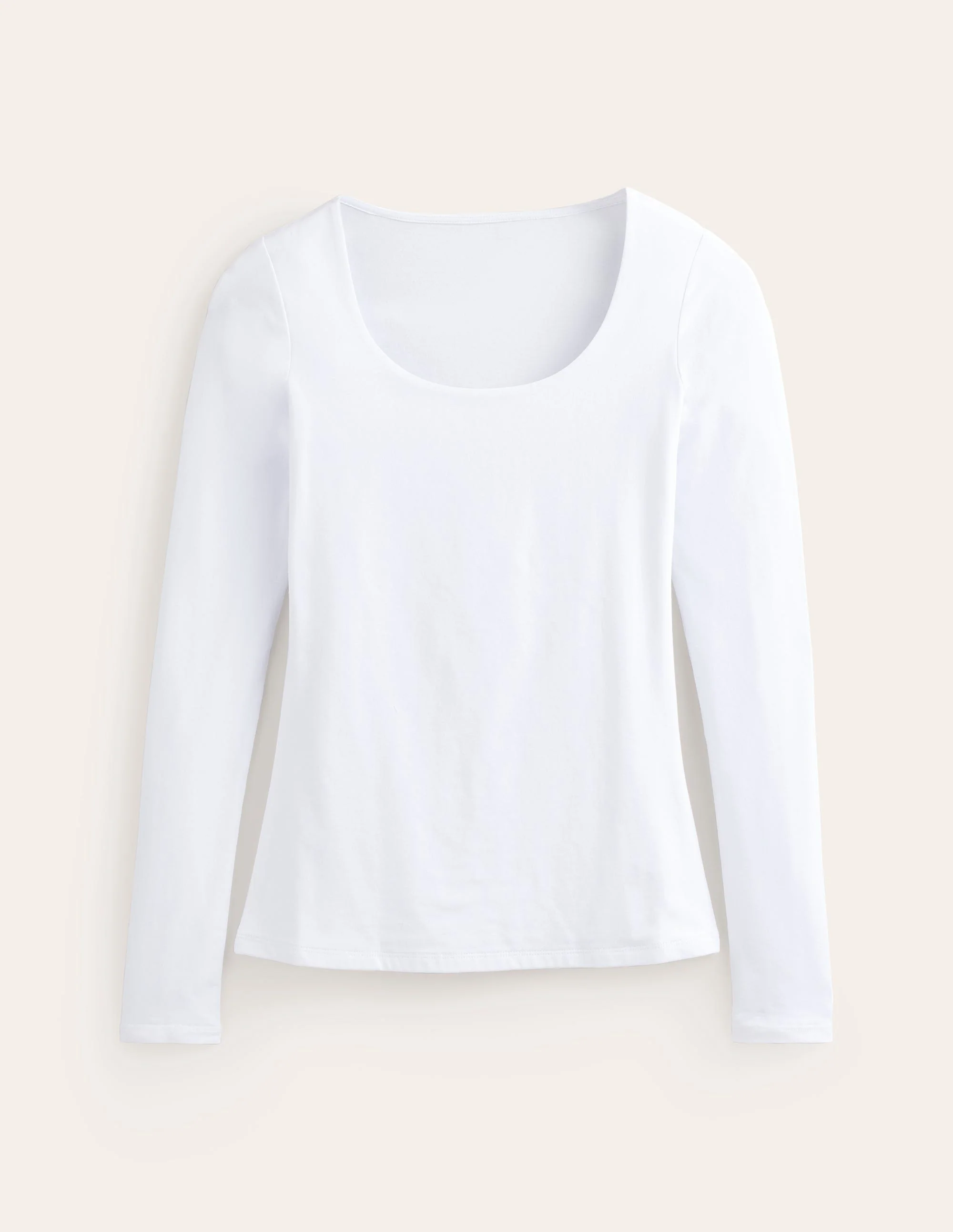 Double Layer Scoop Long Sleeve-White - Image 5