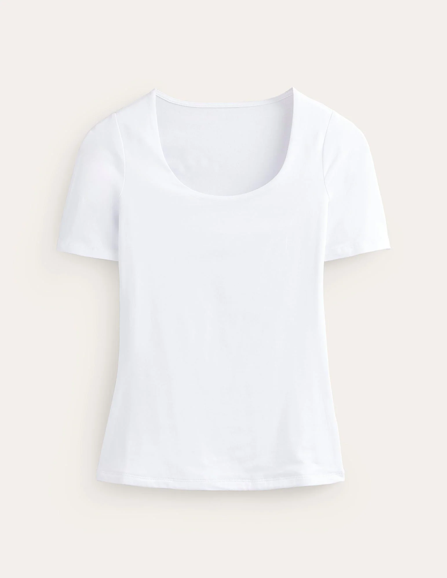 Double Layer Scoop T-shirt-White - Image 5