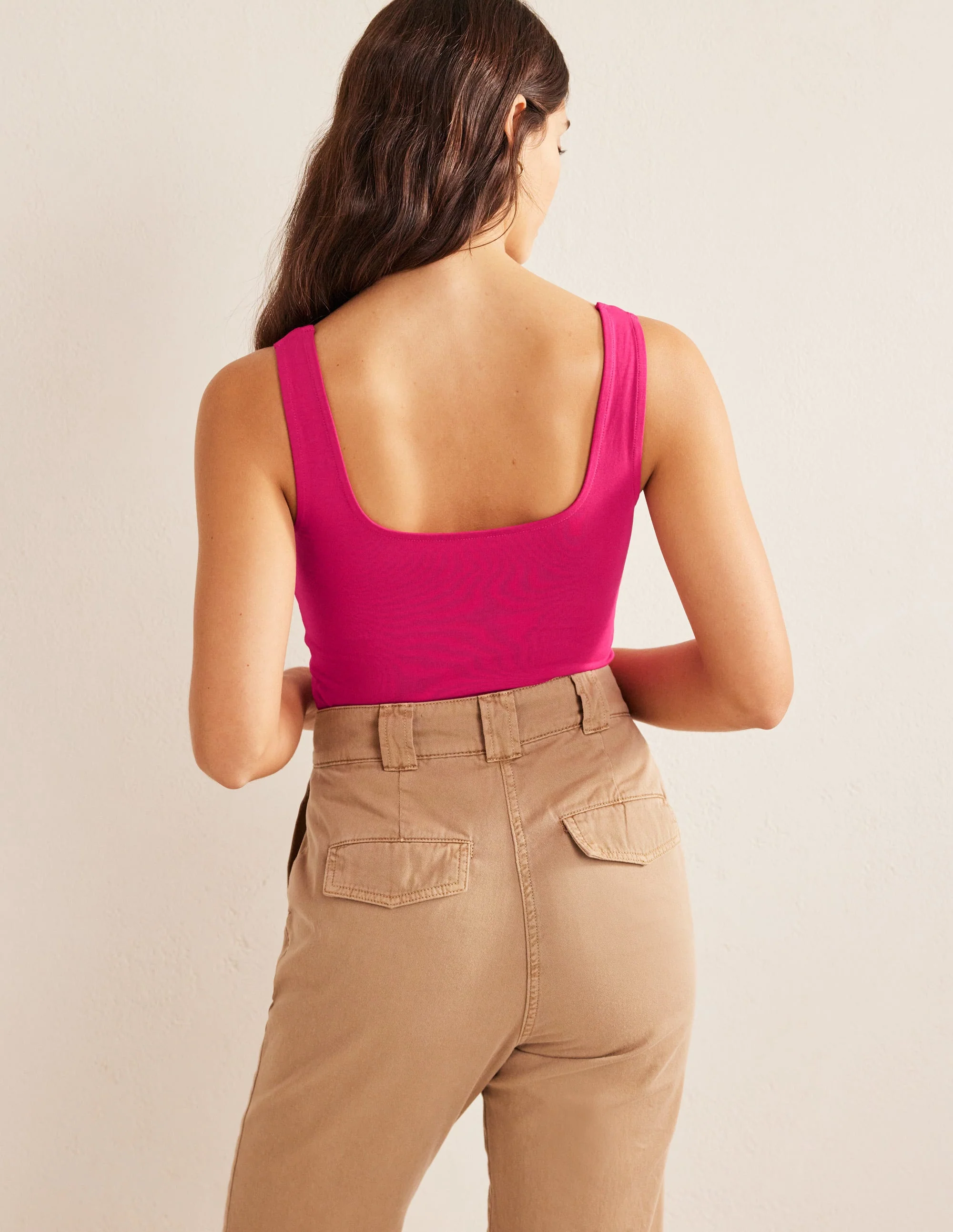Double Layer Square Neck Vest-Ruby - Image 3