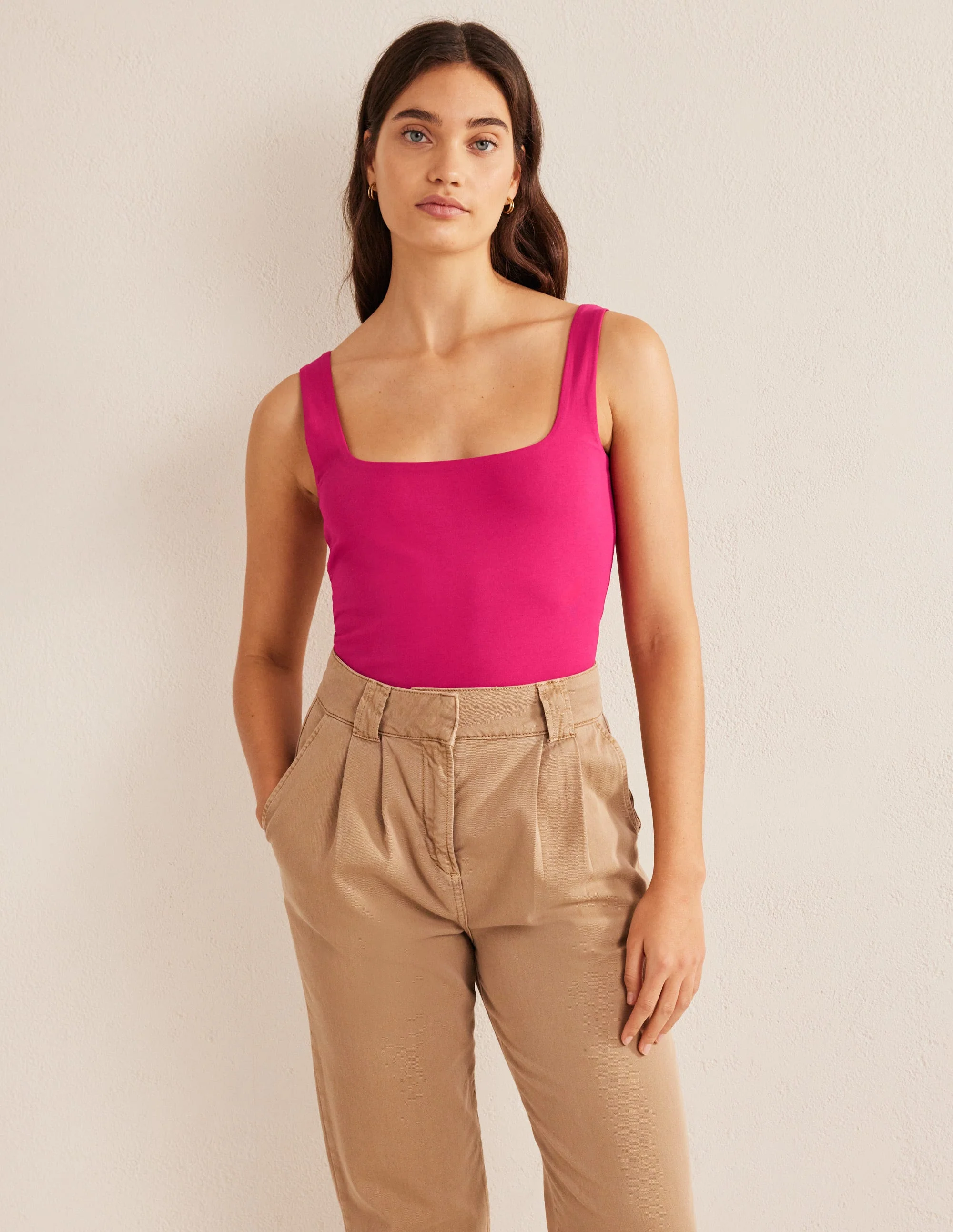Double Layer Square Neck Vest-Ruby - Image 4