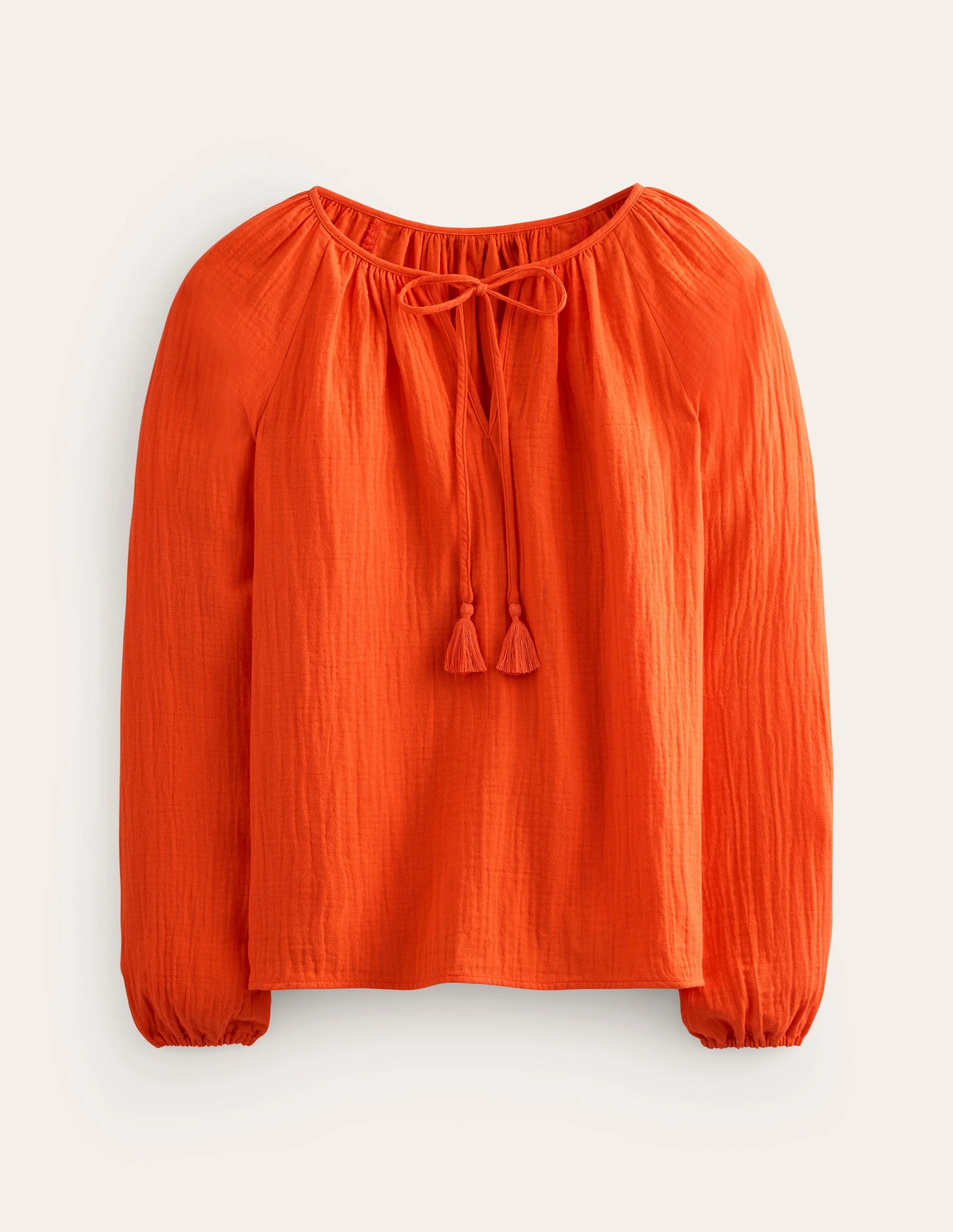 Doublecloth Blouson Sleeve Top-Mandarin Orange - Image 6