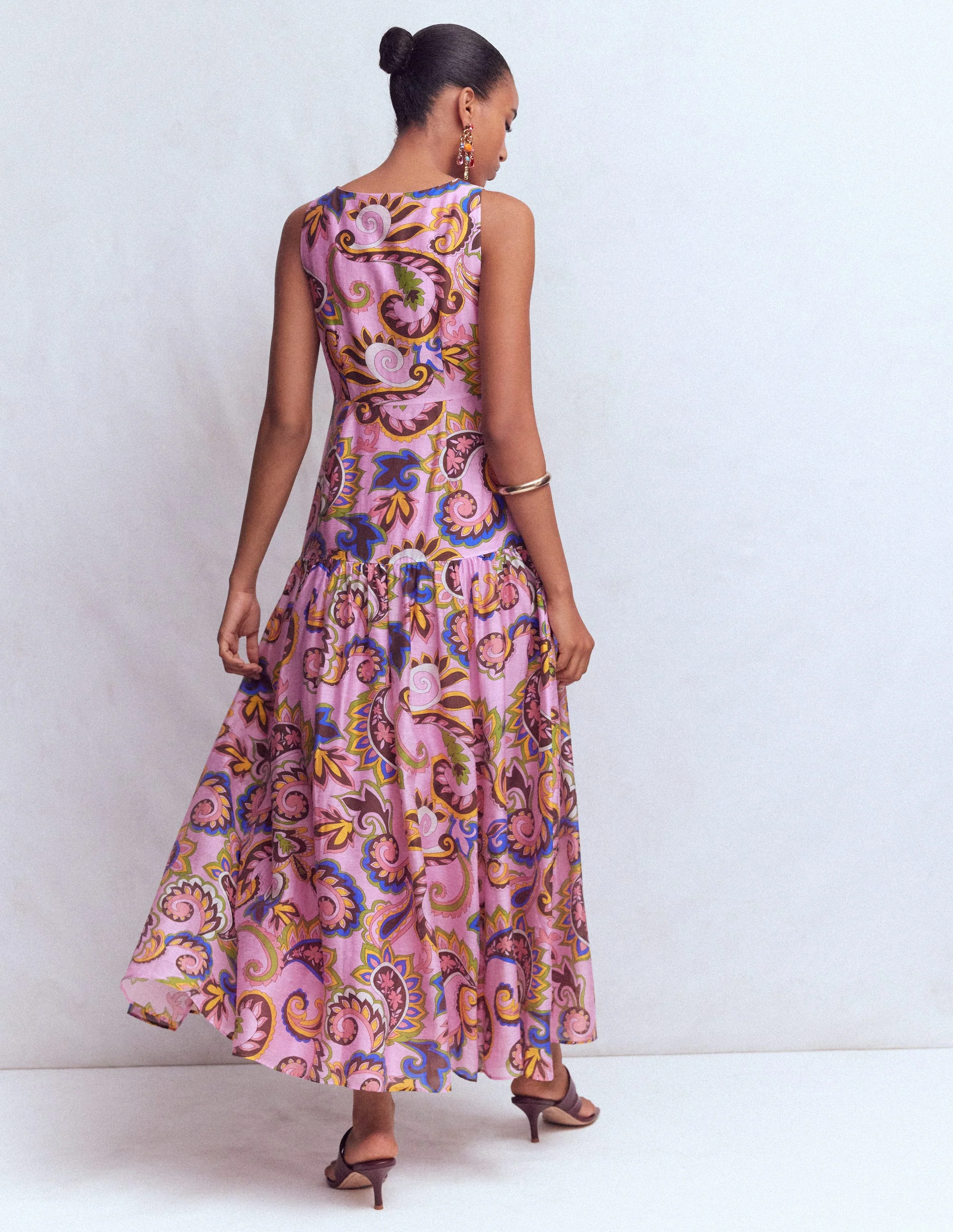 Drop Waist Sleeveless Dress-Multi Paisley Frenzy - Image 4