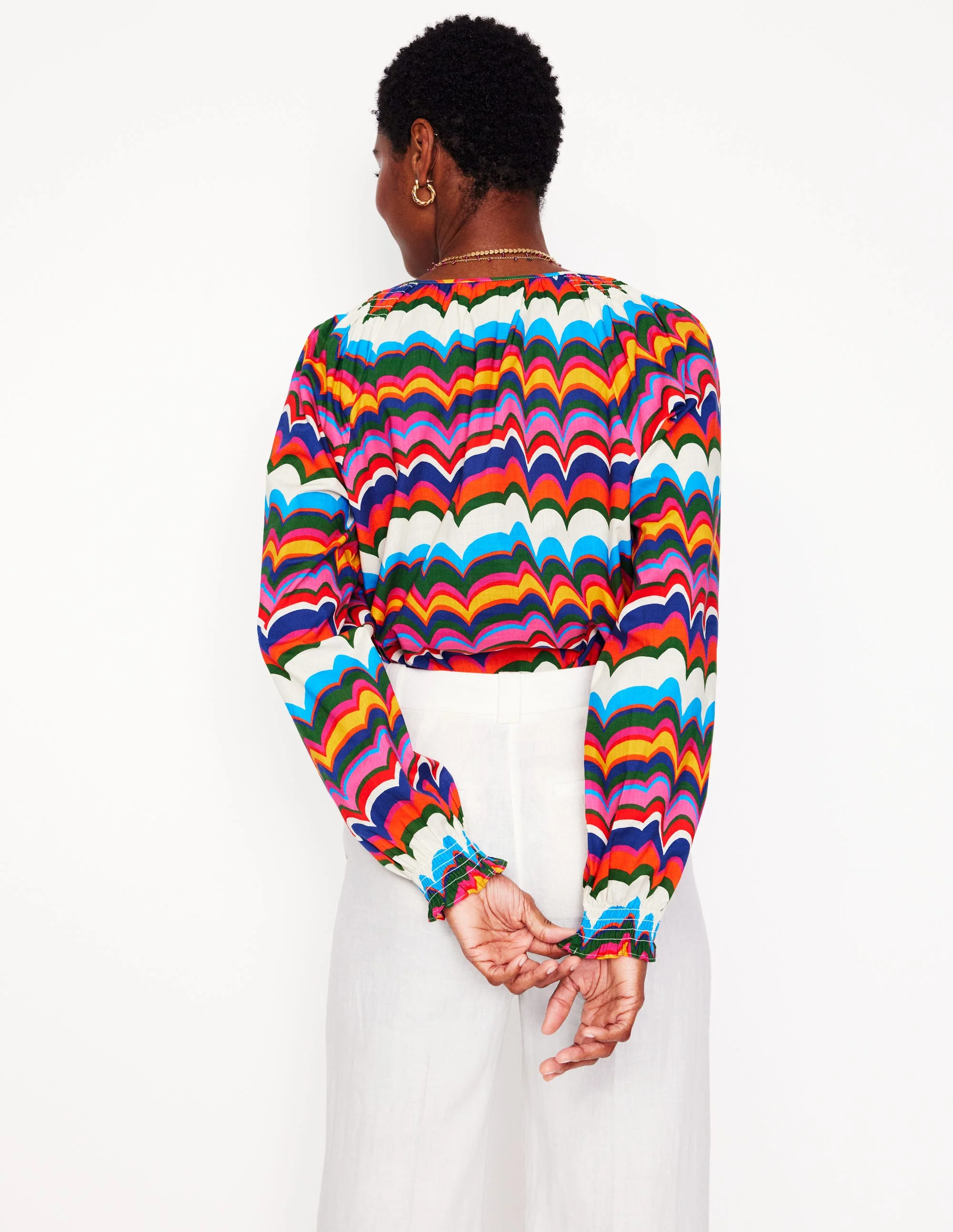 Easy Cotton Blouse-Multi, Abstract Wave - Image 4