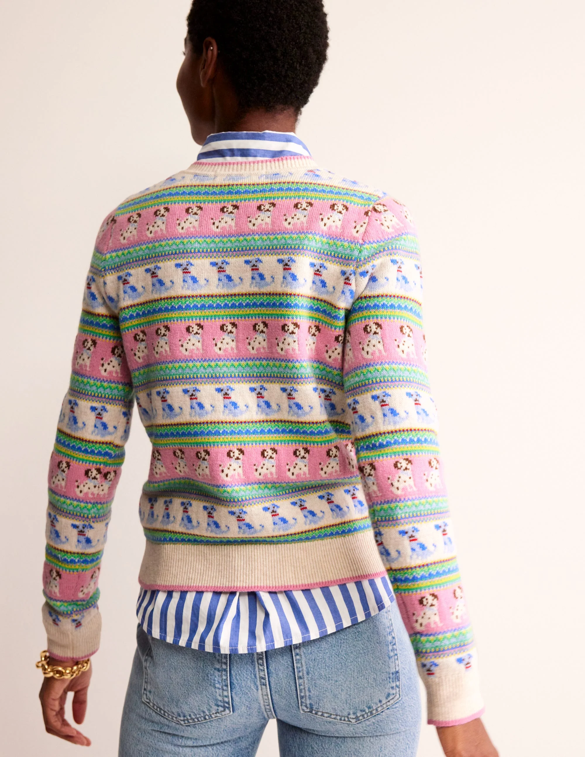 Edie Fair Isle Jumper-Warm Ivory Dog Fair Isle - Image 3