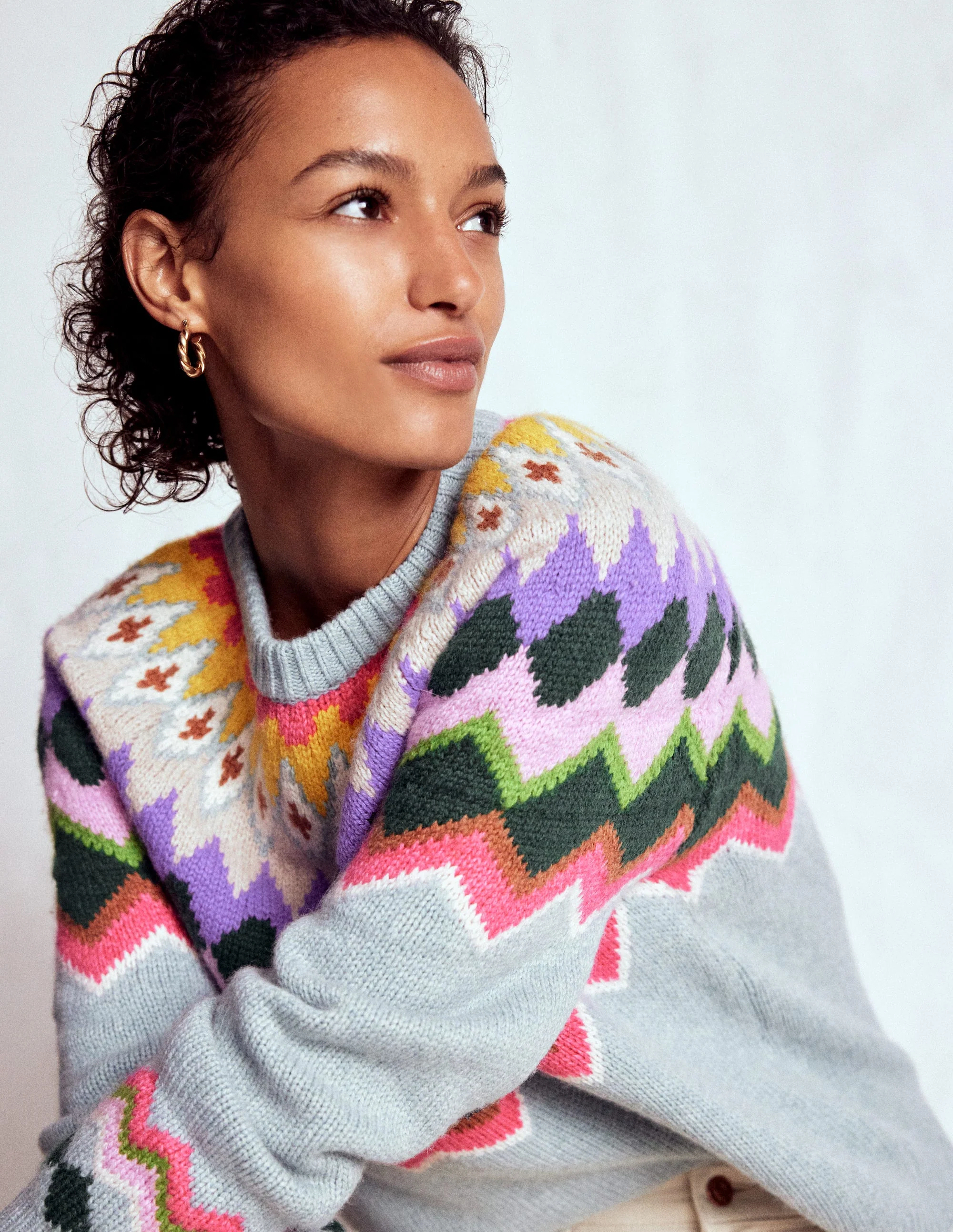 Eleanor Fair Isle Jumper-Tourmaline Blue Melange