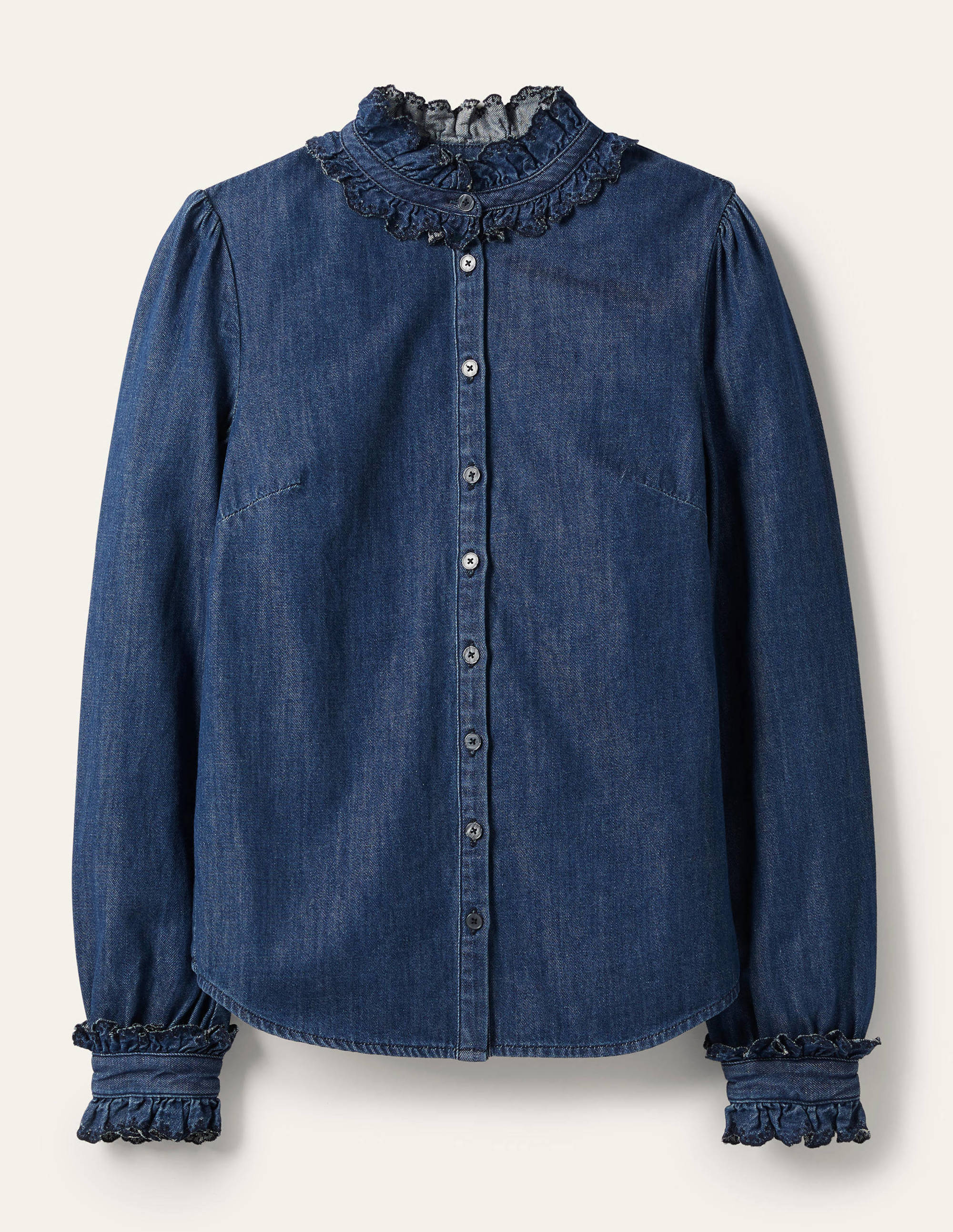 Eliza Broderie Shirt-Mid Vintage Denim - Image 6
