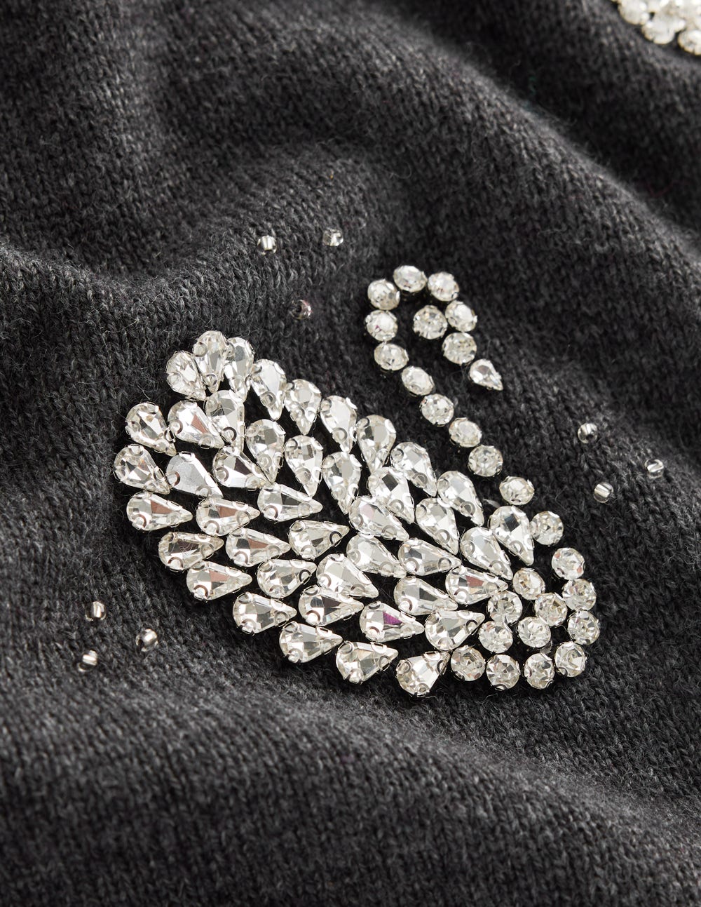 Elizabeth Embellished Jumper-Charcoal Melange Swans - Image 8