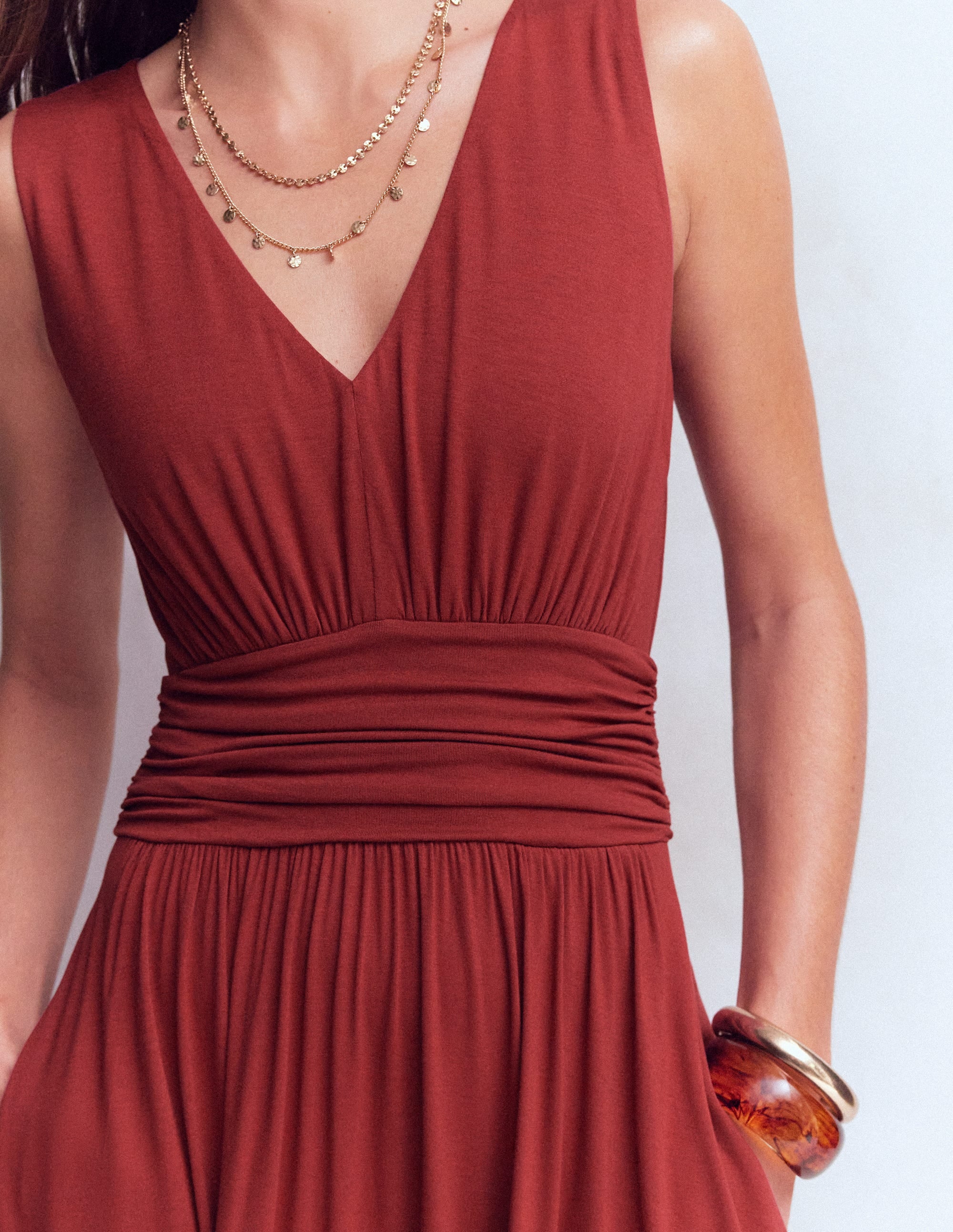 Elodie Jersey Maxi Dress-Rich Chestnut - Image 3