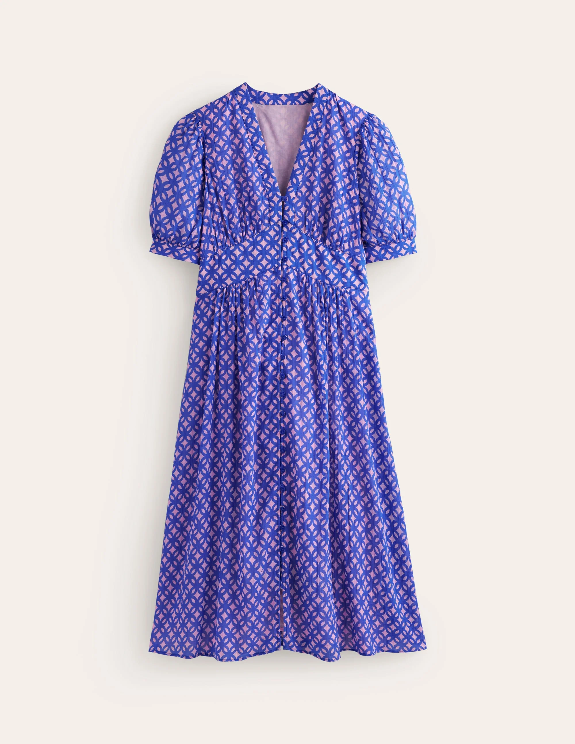 Elsa Crinkle Midi Tea Dress-Sweet Lilac, Trellis Geo - Image 7