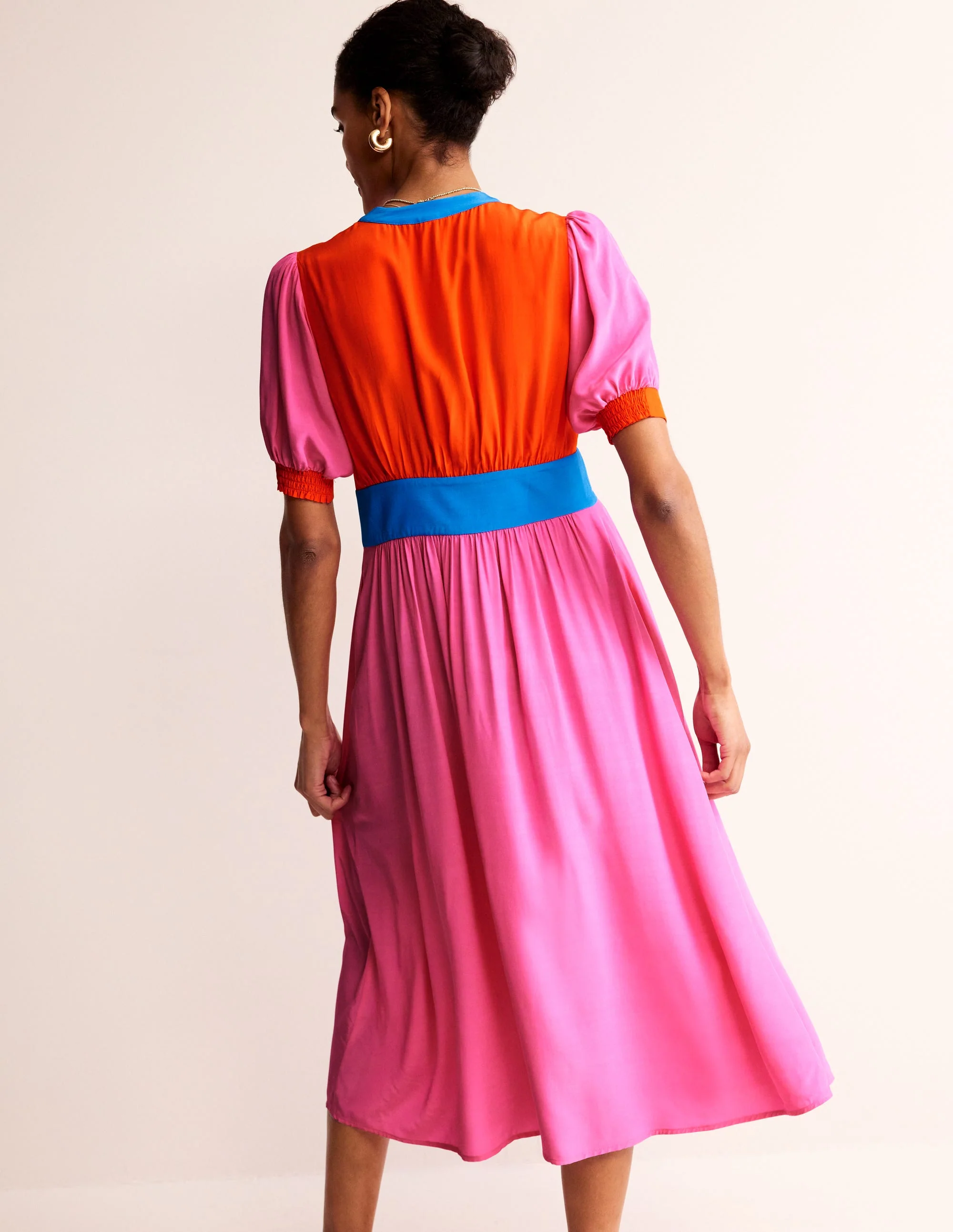 Elsa Midi Tea Dress-Sangria Sunset Colourblock - Image 5