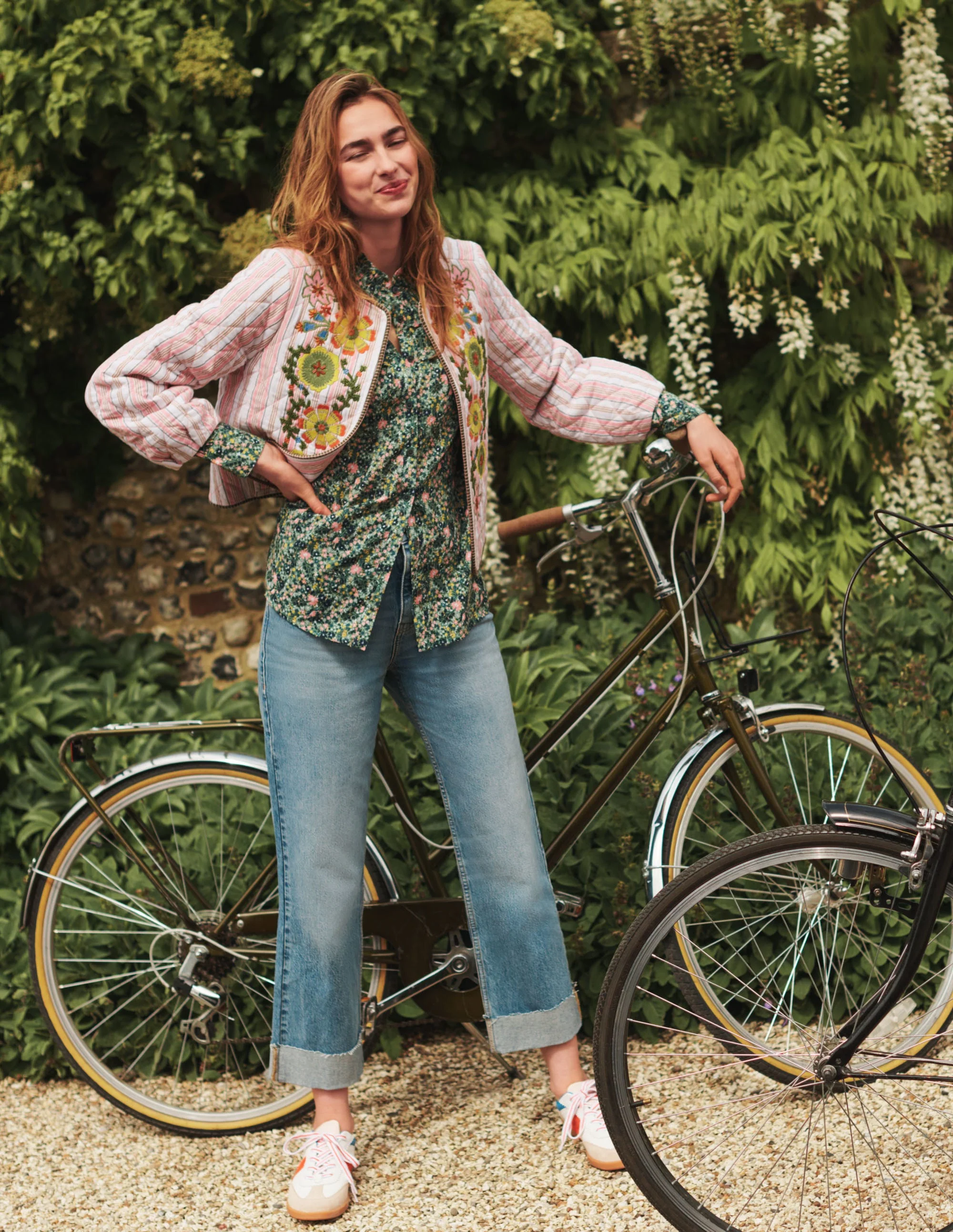 Embroidered Cropped Jacket-Almond/Alder Embroidered - Image 6