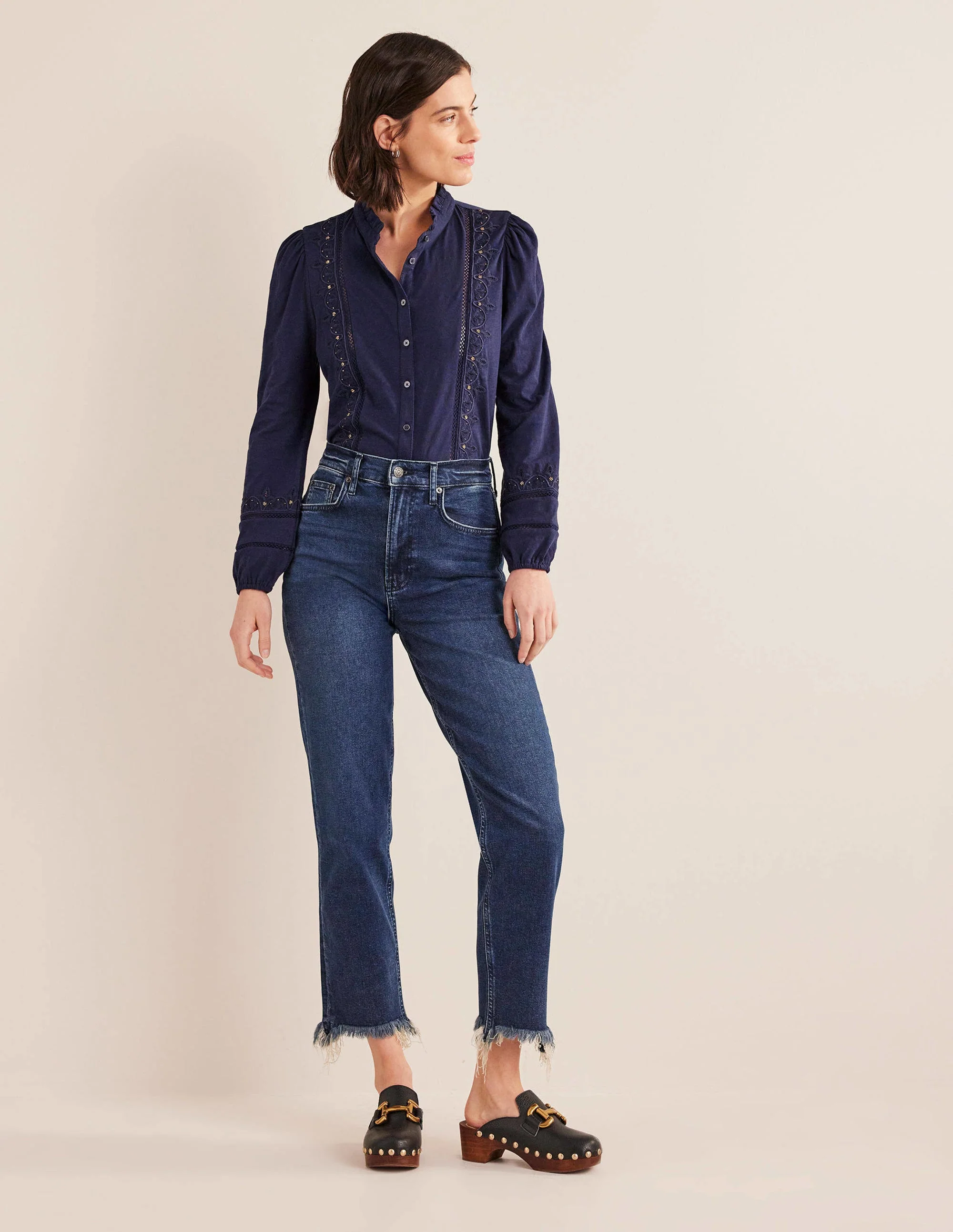 Embroidered Jersey Shirt-Navy - Image 4